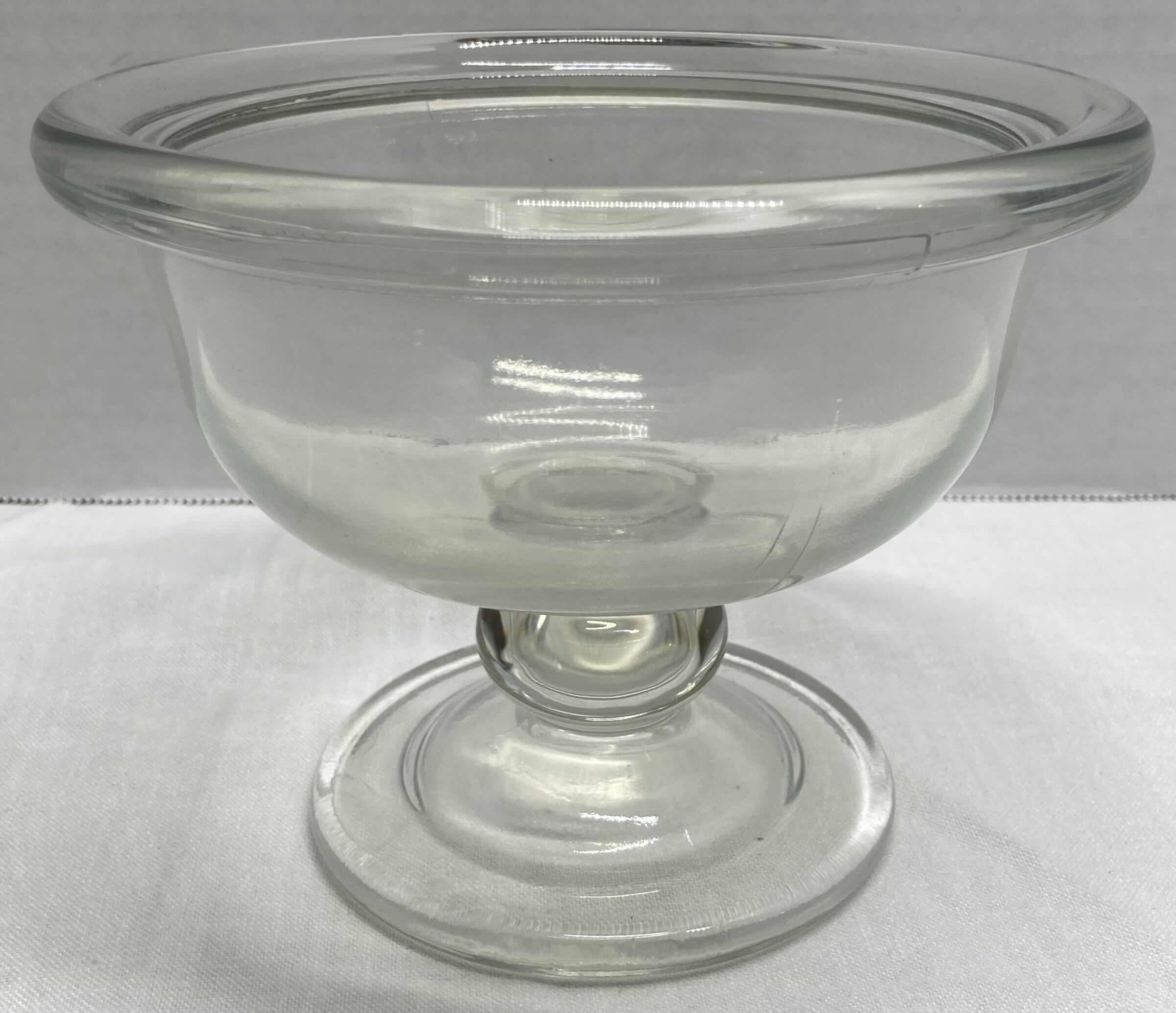 Photo 3 of CLEAR GLASS PEDESTAL BOWLS 8.5” X 8.5” H8.5” & 6” X 6” H4.5”