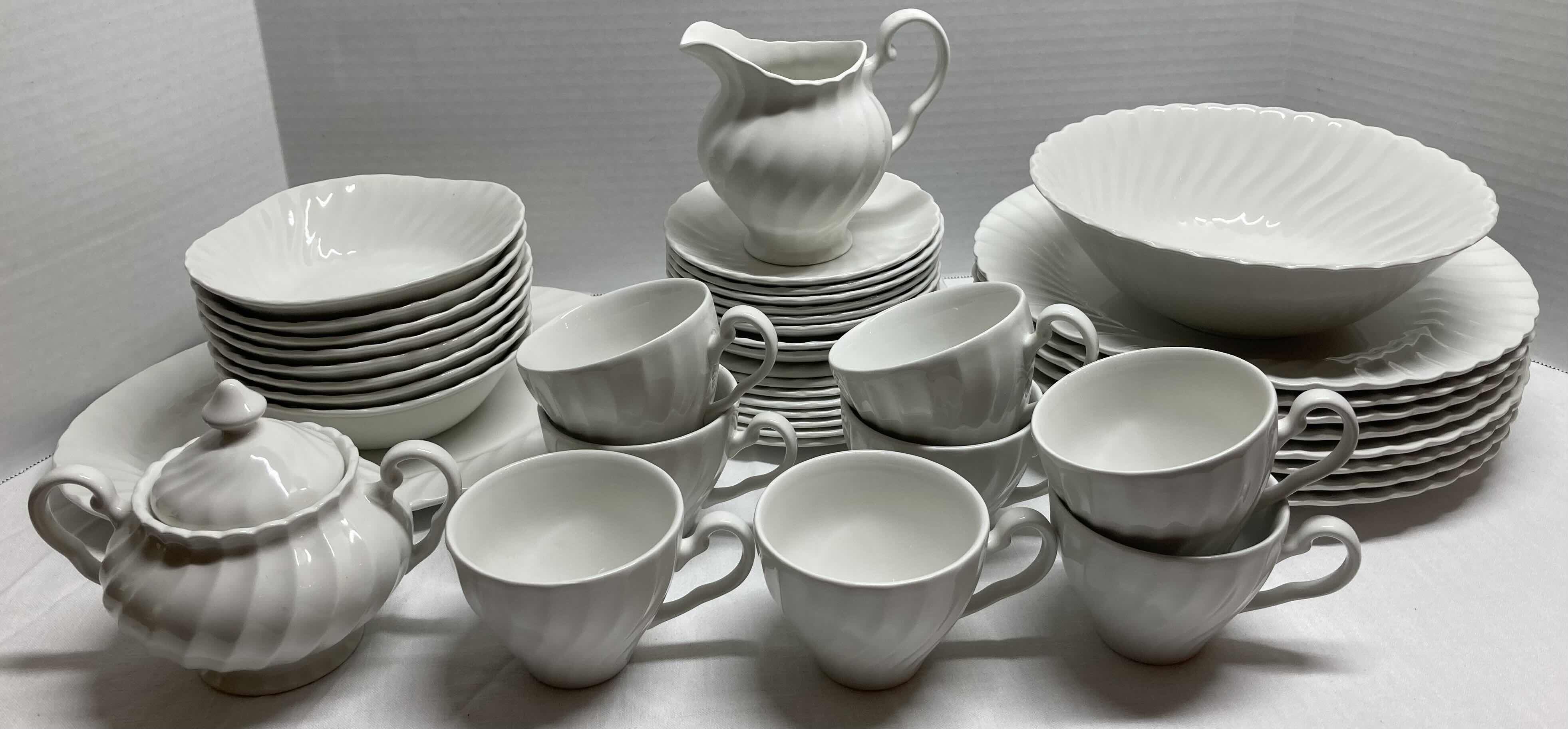 Photo 1 of JOHNSON BROS REGENCY WHITE IRONSTONE DINNERWARE SET (44PC)