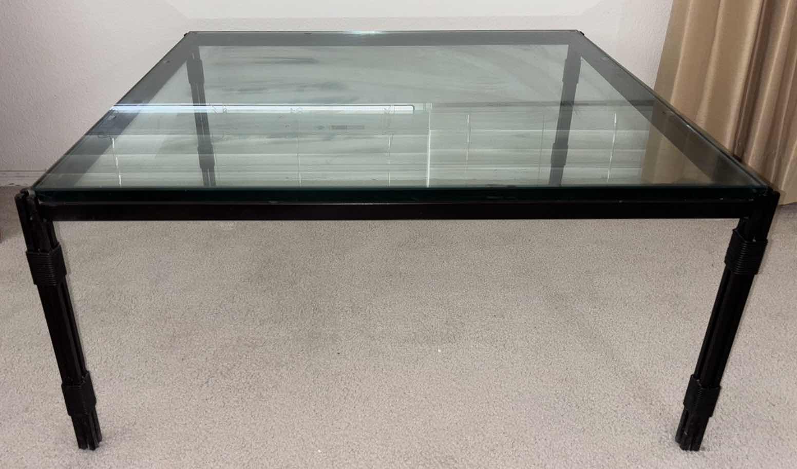 Photo 2 of VINTAGE COFFEE TABLE W .75” TEMPERED GLASS TOP (36” X 36” H17”)