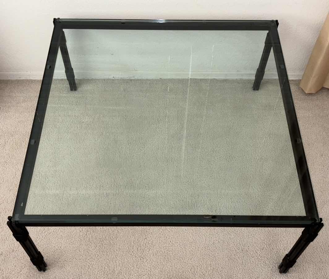 Photo 1 of VINTAGE COFFEE TABLE W .75” TEMPERED GLASS TOP (36” X 36” H17”)