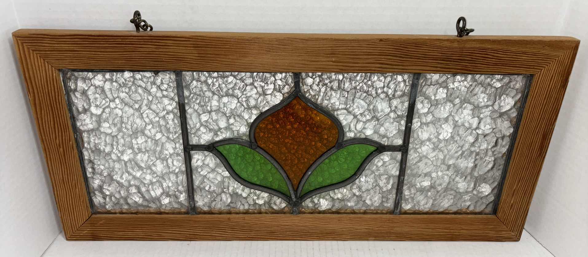 Photo 2 of 2 PCS HANGING FRAMED STAINED GLASS PANES (18.25” X 11.75” & 23.5” X 10.25”)