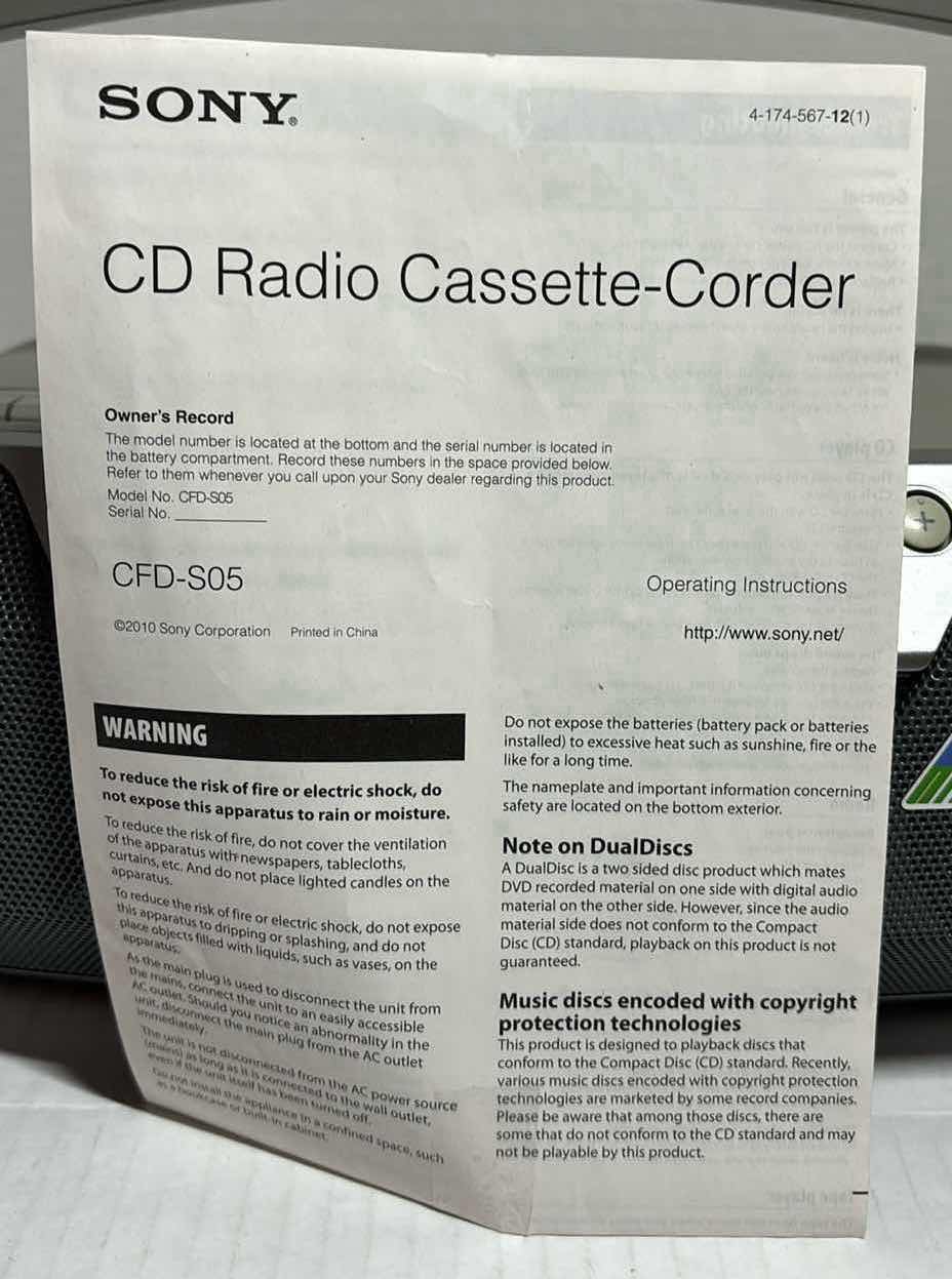 Photo 5 of SONY CD RADIO CASSETTE-CORDER (CFD-S05)