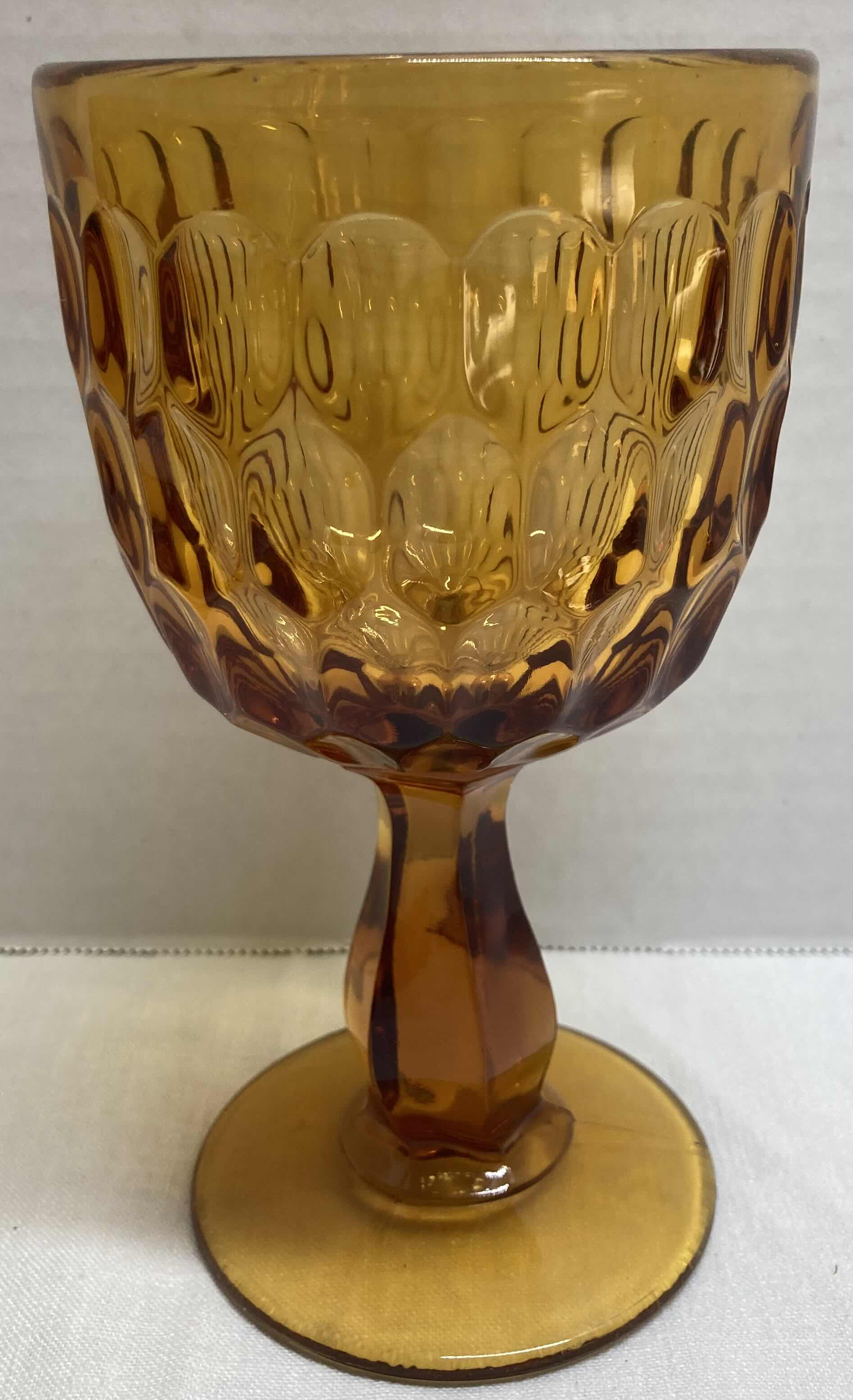 Photo 1 of FENTON COLONIAL AMBER GLASS GOBLETS H6.5” (SET OF 6)