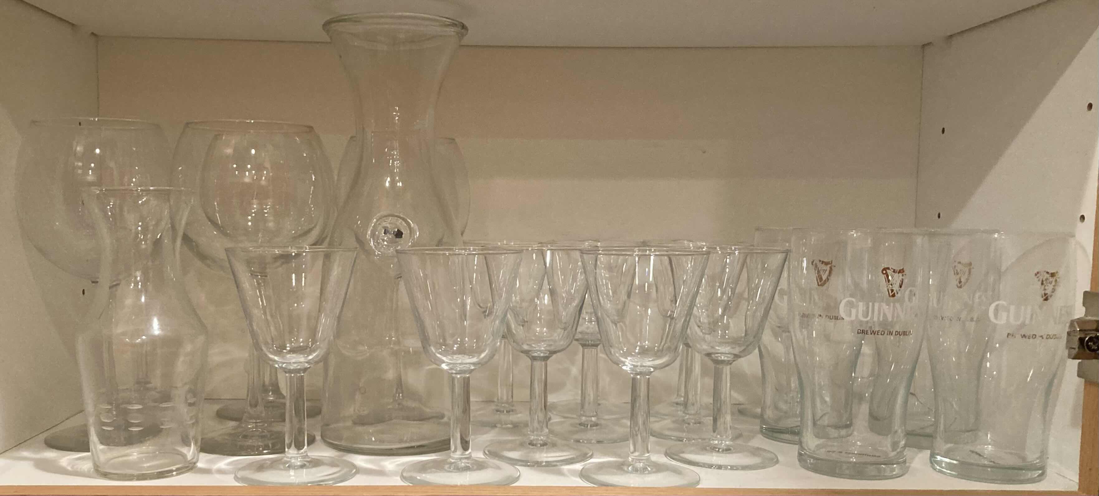 Photo 3 of CONTENTS OF CABINET- WINE/COCKTAIL GLASSES, SHOT GLASSES & GLASS CARAFES