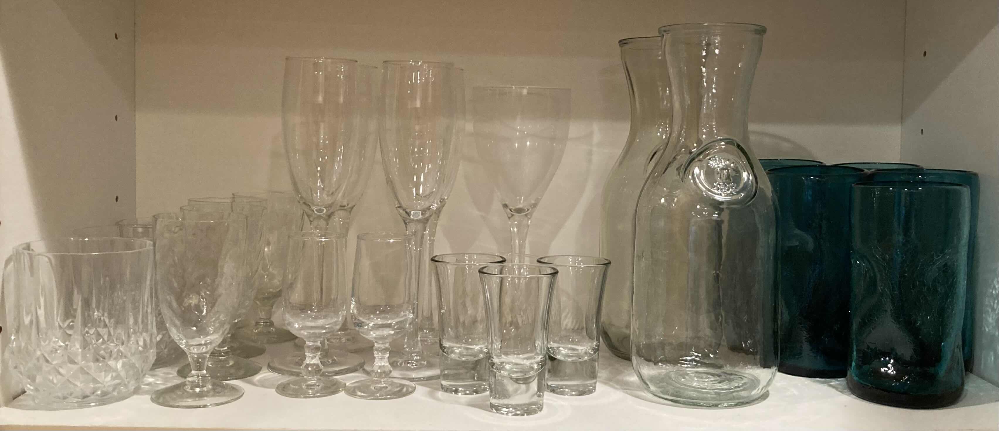 Photo 2 of CONTENTS OF CABINET- WINE/COCKTAIL GLASSES, SHOT GLASSES & GLASS CARAFES