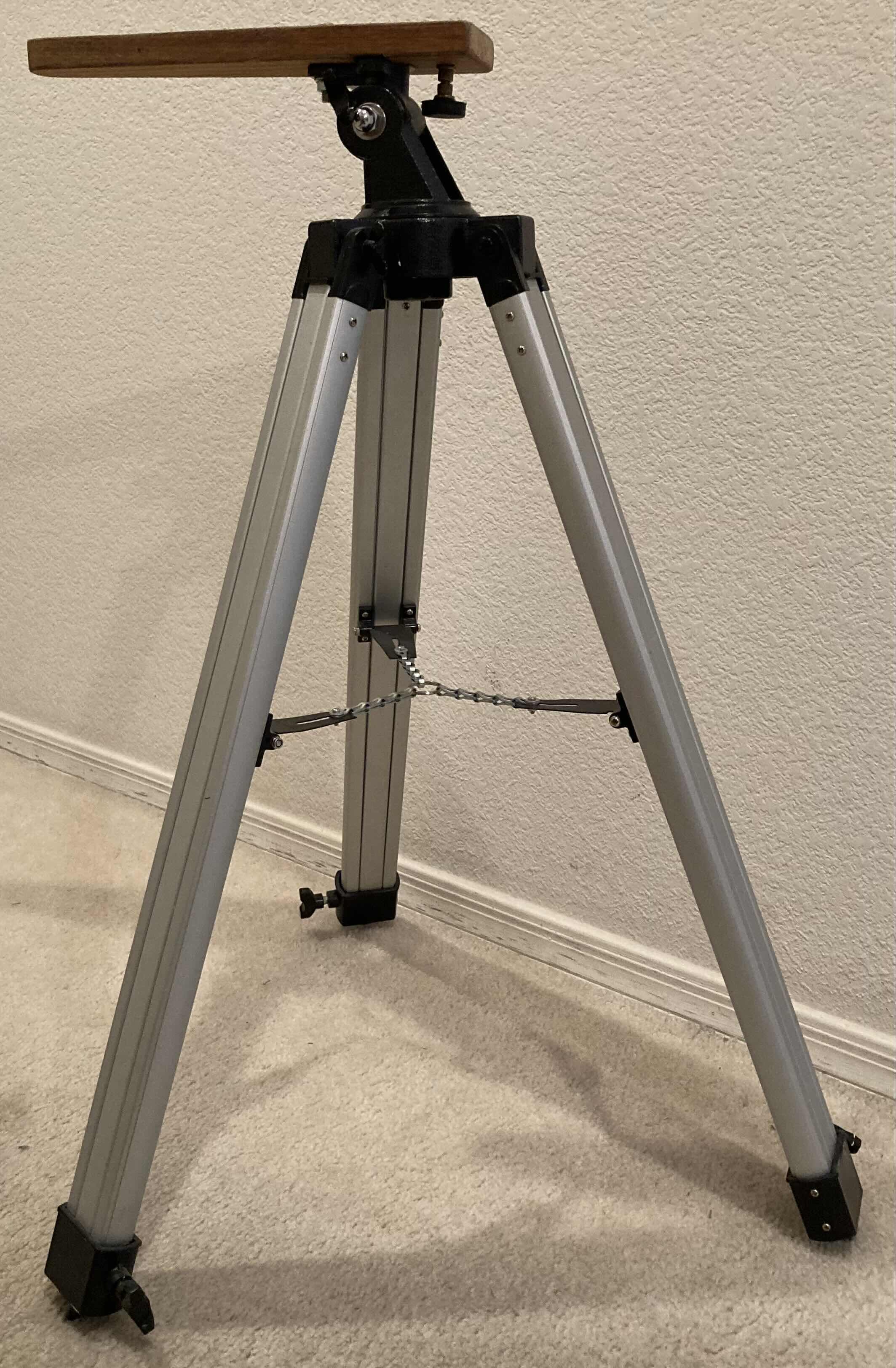 Photo 2 of ADJUSTABLE ALUMINIUM TRIPOD W CUSTOM WOOD TOP H30.5”