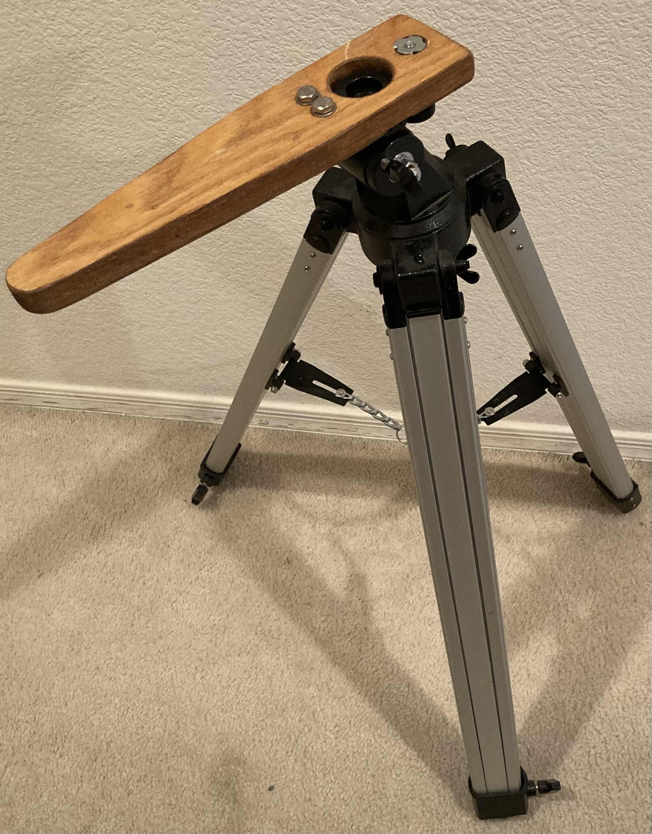 Photo 1 of ADJUSTABLE ALUMINIUM TRIPOD W CUSTOM WOOD TOP H30.5”