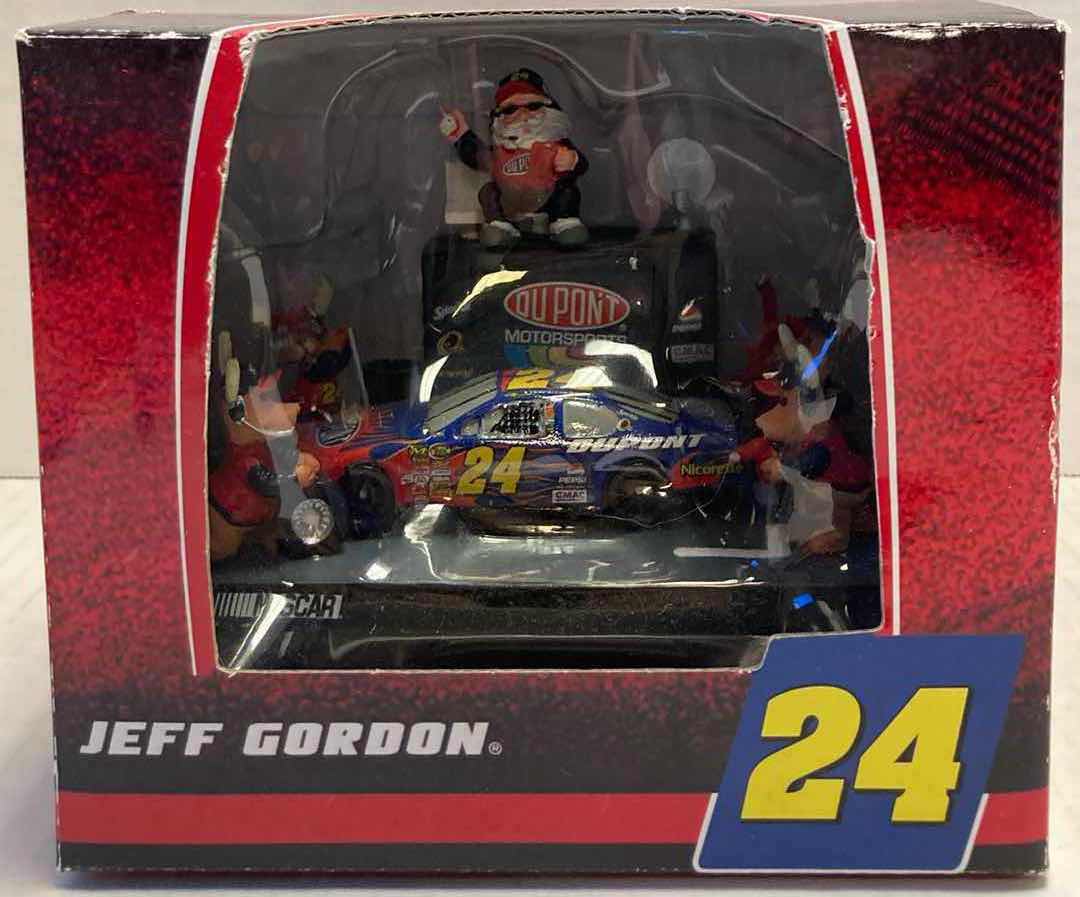 Photo 2 of NASCAR JEFF GORDON #24 COLLECTABLE PIT CREW CHRISTMAS THEMED TABLE TOP & 2 COLLECTABLE ORNAMENTS