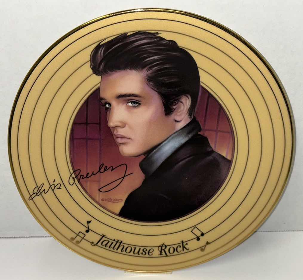 Photo 1 of ELVIS PRESLEY 1996 THE BRADFORD EXCHANGE 8.25” COLLECTIBLE PLATE “JAILHOUSE ROCK” FIRST ISSUE IN THE SOLID GOLD ELVIS COLLECTION (PLATE #18480D)