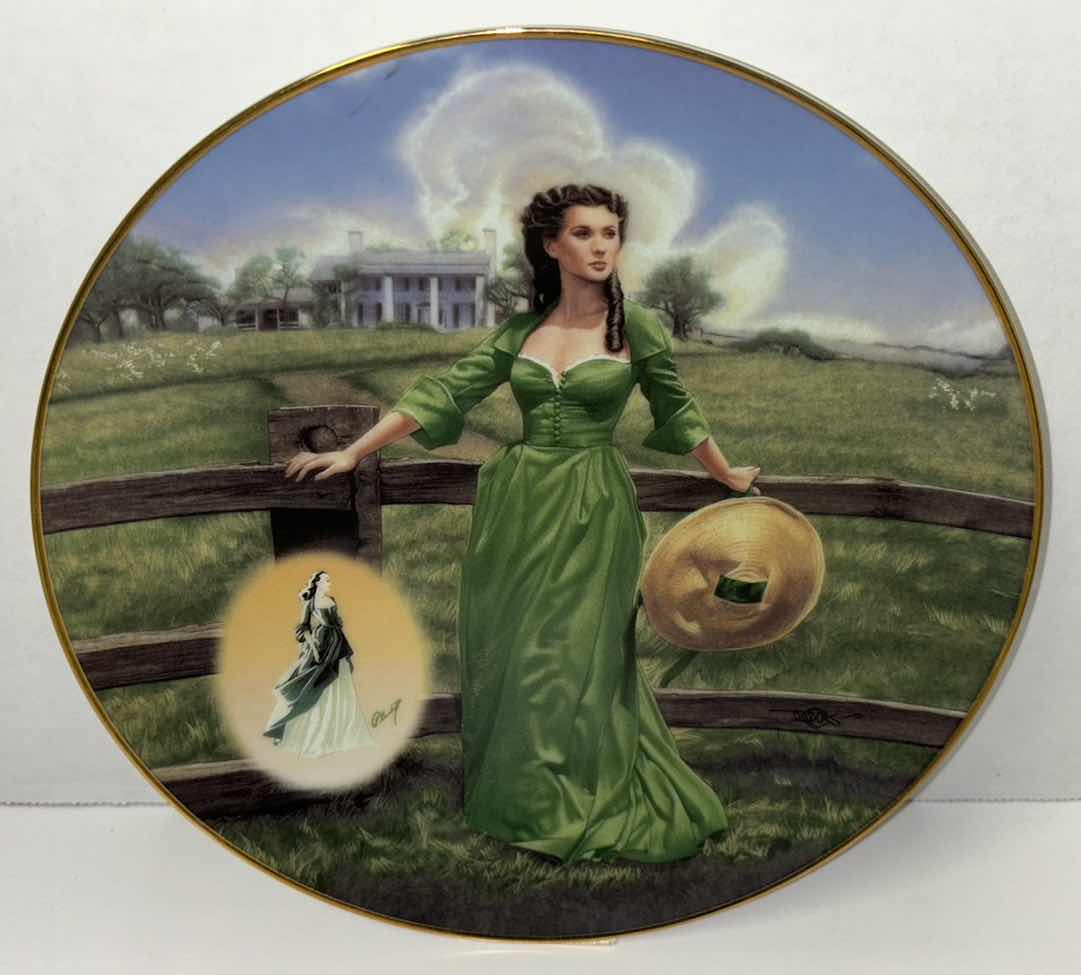 Photo 1 of GONE WITH THE WIND 1995 THE BRADFORD EXCHANGE 8.25” COLLECTIBLE PLATE “THE FINAL OUT-TAKE: THE GREEN MUSLIN DRESS” TENTH ISSUE IN THE COSTUMING OF A LEGEND: DRESSING GONE WITH THE WIND COLLECTION (PLATE #619B)