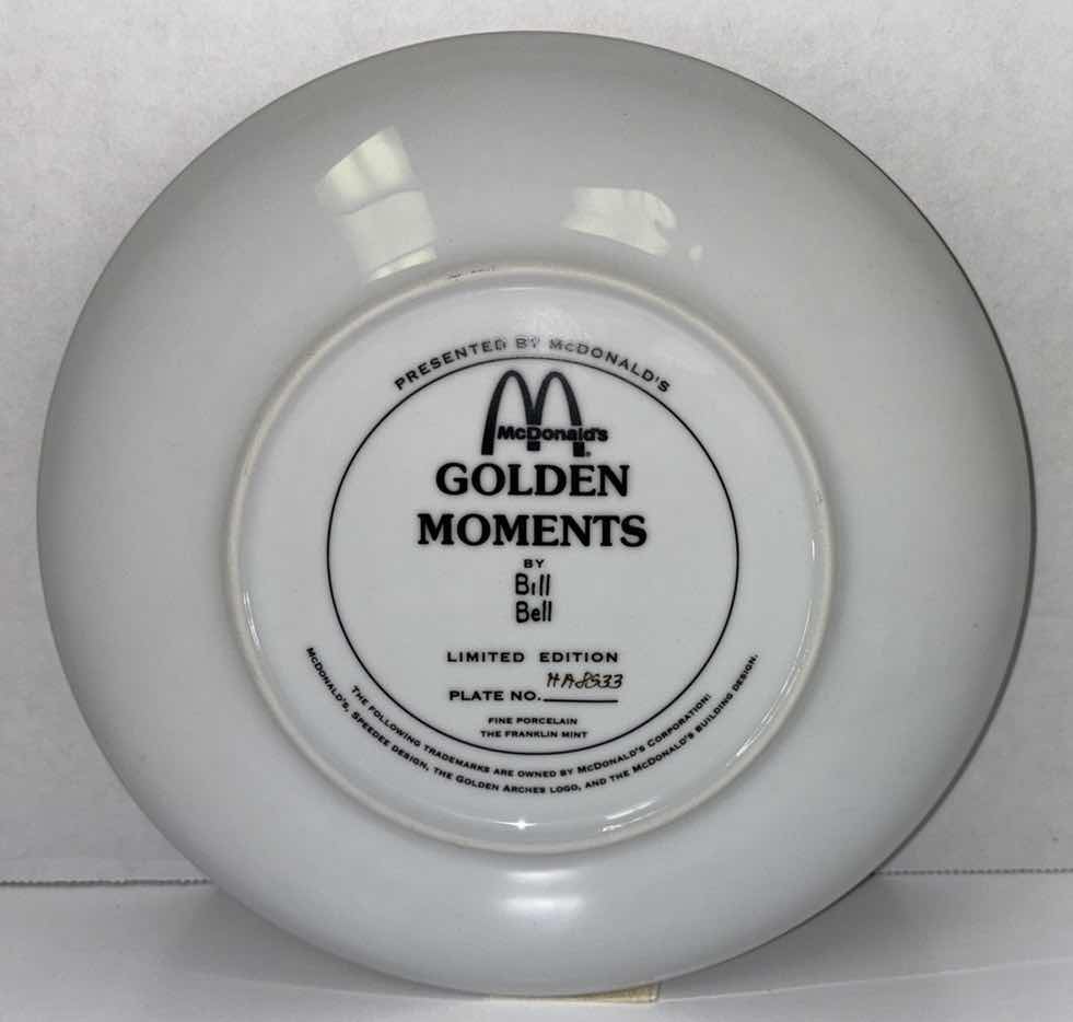 Photo 2 of THE FRANKLIN MINT 8.25” MCDONALDS LIMITED EDITION COLLECTIBLE PORCELAIN PLATE “GOLDEN MOMENTS” BY BILL BELL (PLATE #HA8533)