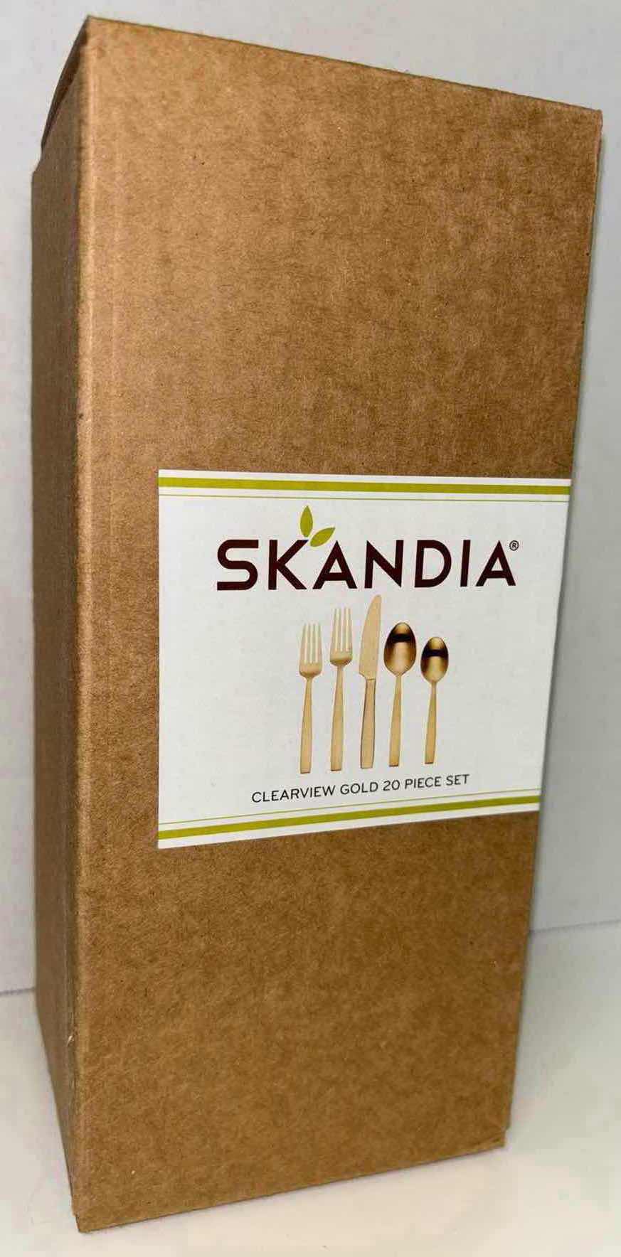 Photo 1 of NEW SKANDIA CLEARVIEW GOLD 20 PC TITANIUM COATED FLATWARE SET SERVICE FOR FOUR