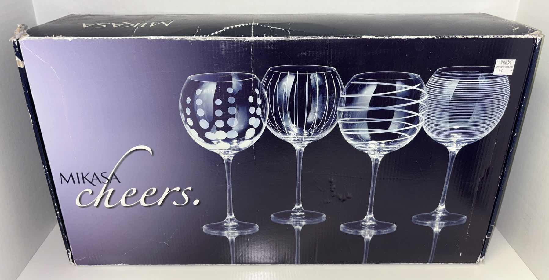 Photo 1 of MIKASA 4 PC CHEERS BALLOON GOBLET 24.5 OZ TRANSPARENT WINE GLASS SET