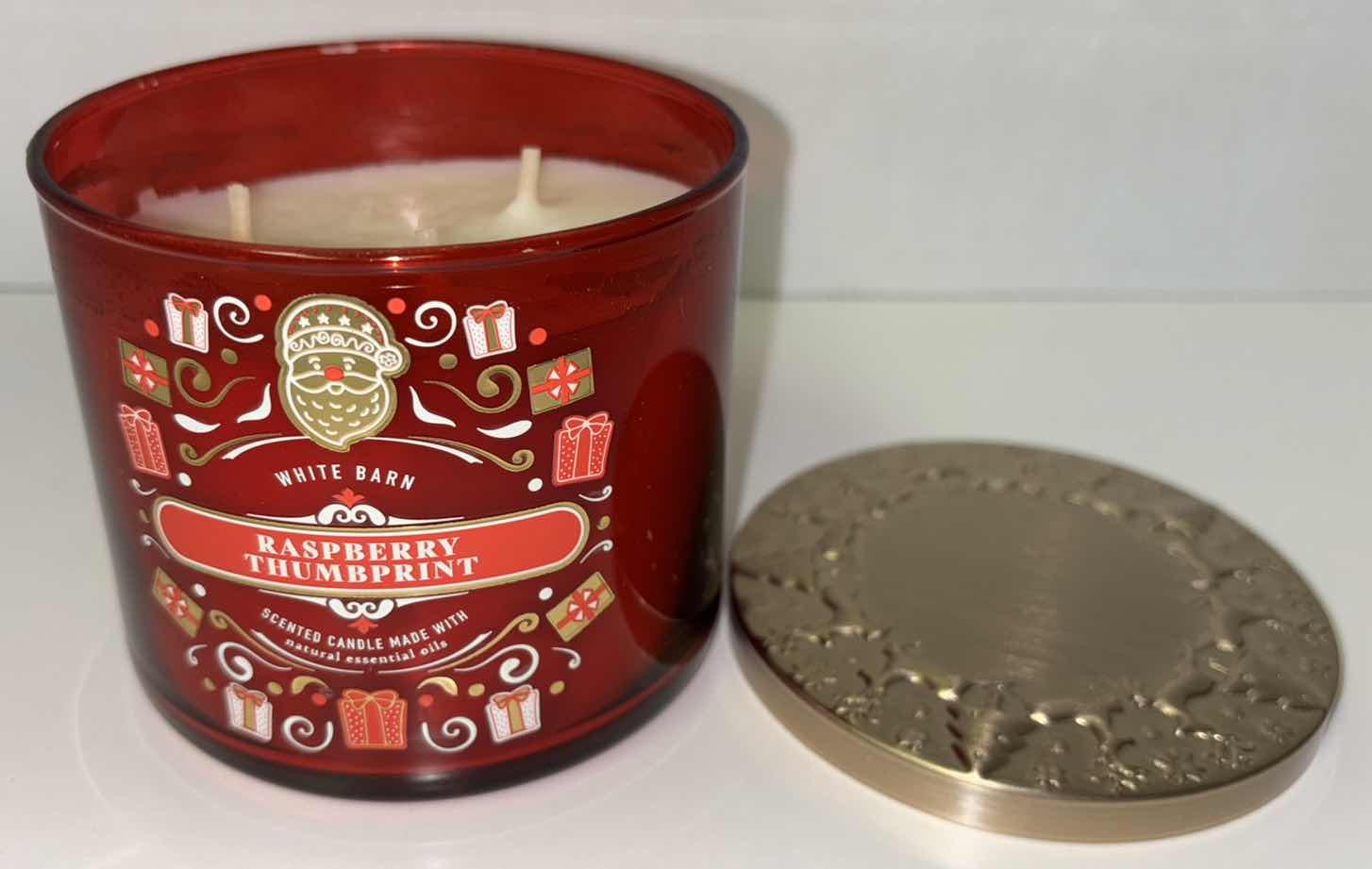 Photo 2 of NEW WHITE BARN RASPBERRY THUMBPRINT SCENTED CANDLE