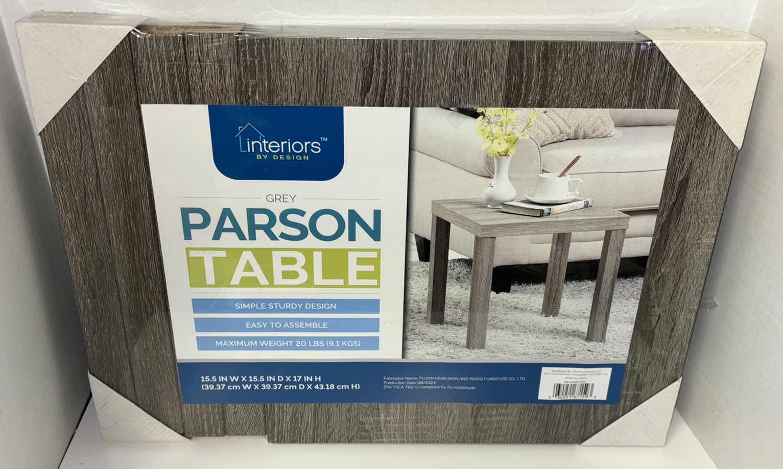 Photo 1 of NEW INTERIORS BY DESIGN GREY PARSON TABLE 15.5” X 15.5” H17”