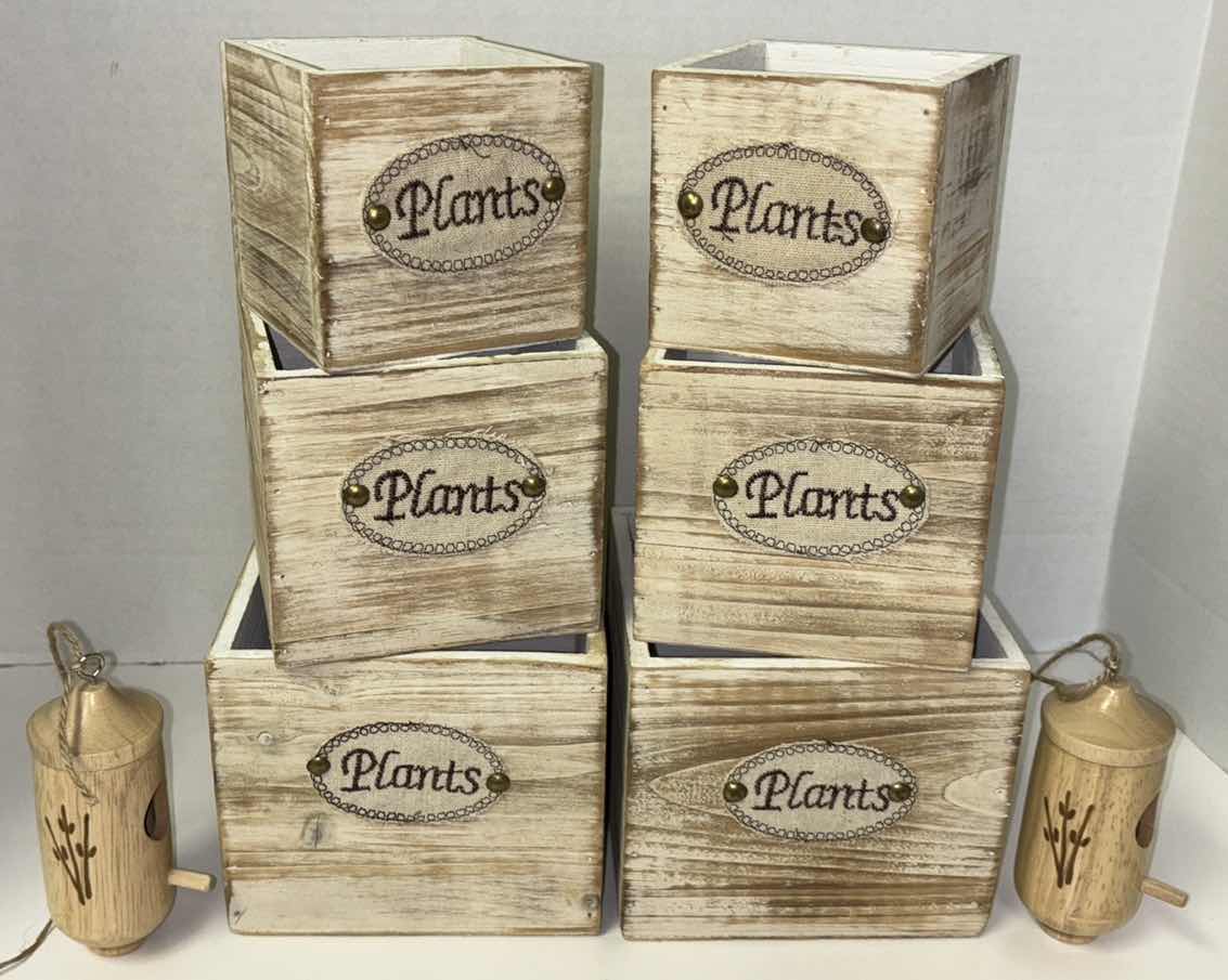 Photo 1 of NEW WOOD PLANTER BOX SET OF 3 RECTANGULAR SMALL WOODEN FLOWER BOXES (2 SETS)