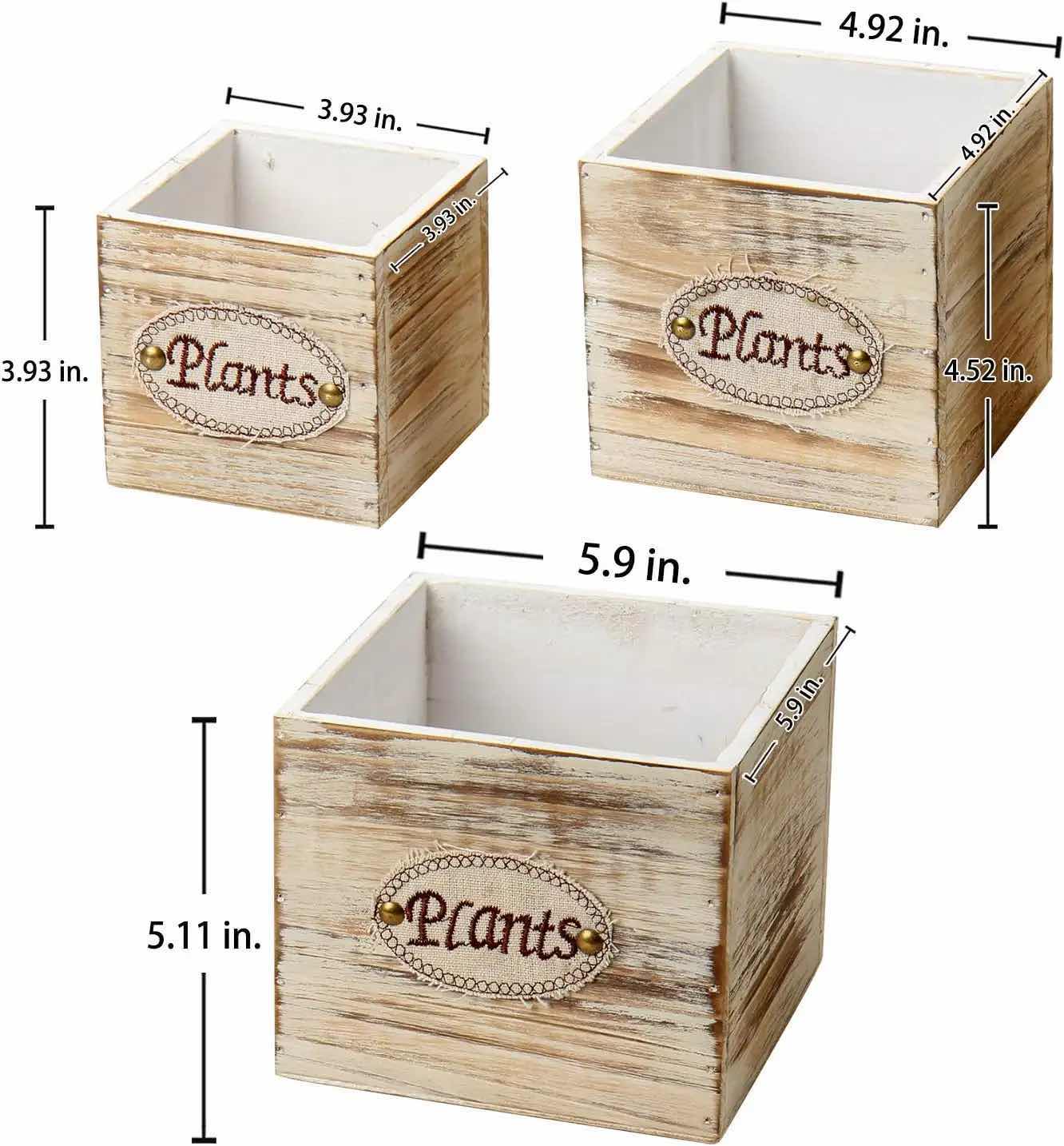 Photo 4 of NEW WOOD PLANTER BOX SET OF 3 RECTANGULAR SMALL WOODEN FLOWER BOXES (2 SETS)