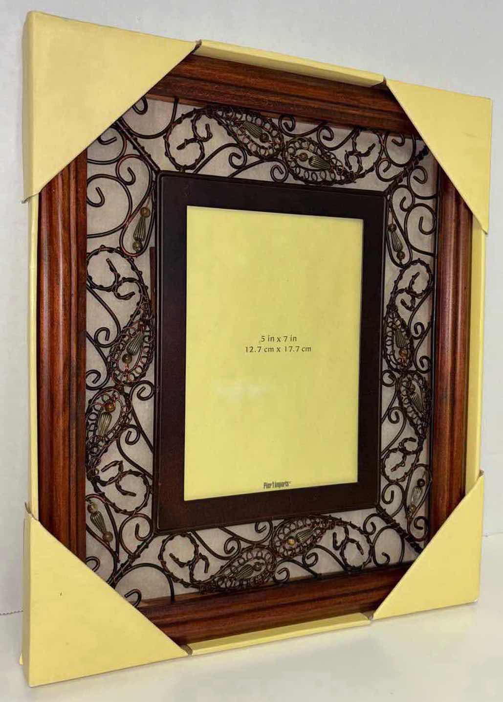 Photo 1 of NEW PIER 1 IMPORTS 5” X 7” WOOD FRAME W METAL & BEAD ACCENTS