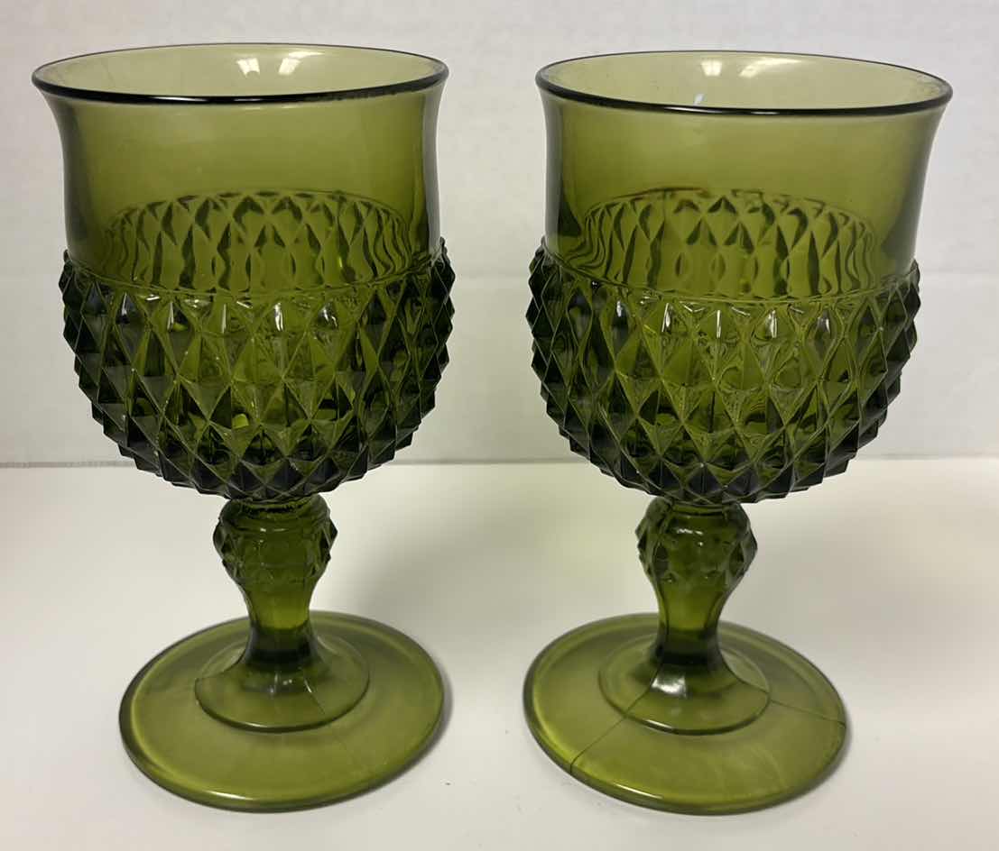 Photo 3 of 6 PCS GREEN GLASSWARE/DECOR (GLASSES ARE 6.5” TALL)