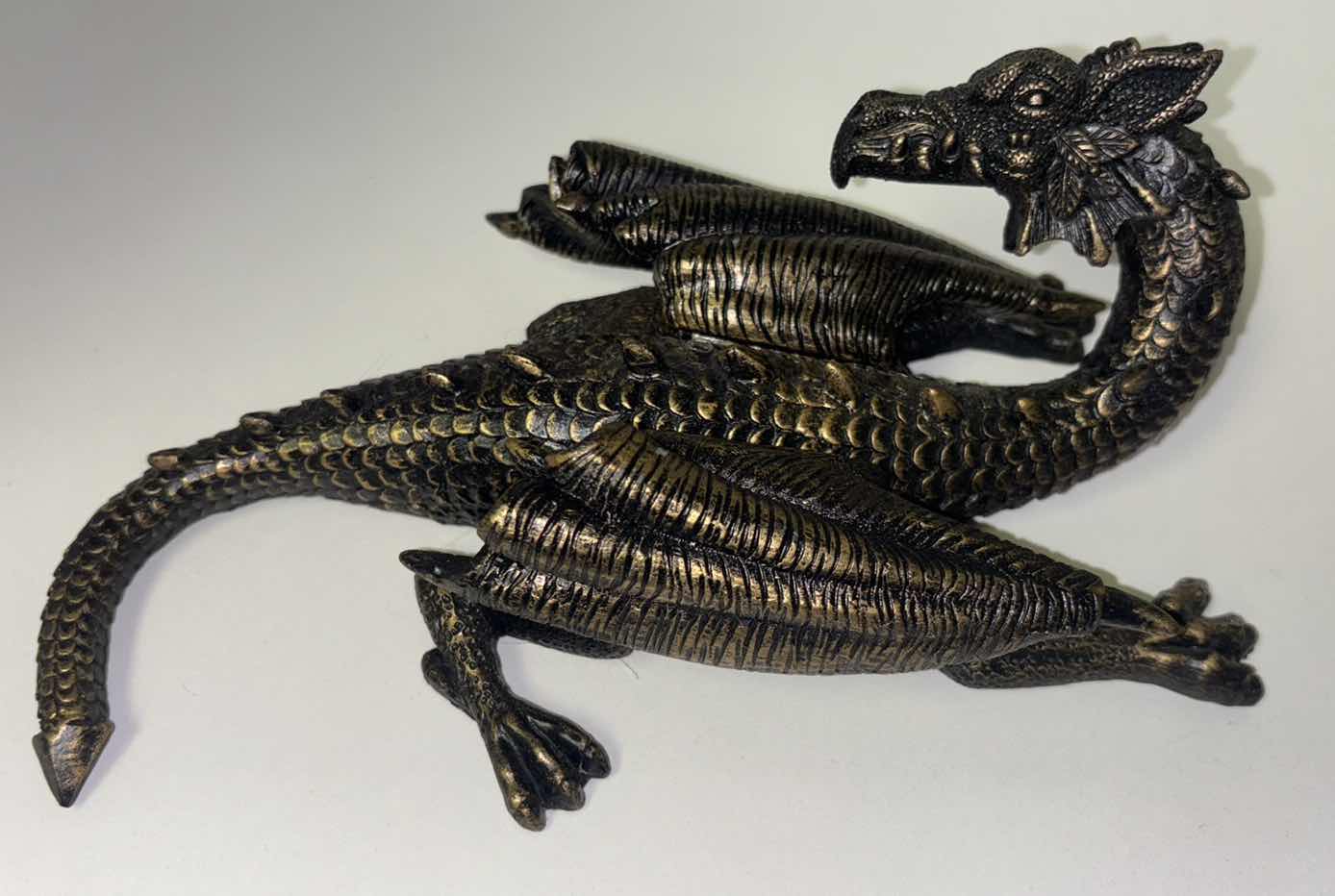 Photo 3 of RESIN SCULPTURE FLYING DRAGON FIGURE WALL HANGING DECOR (2 PCS, COLOR:BRONZE)