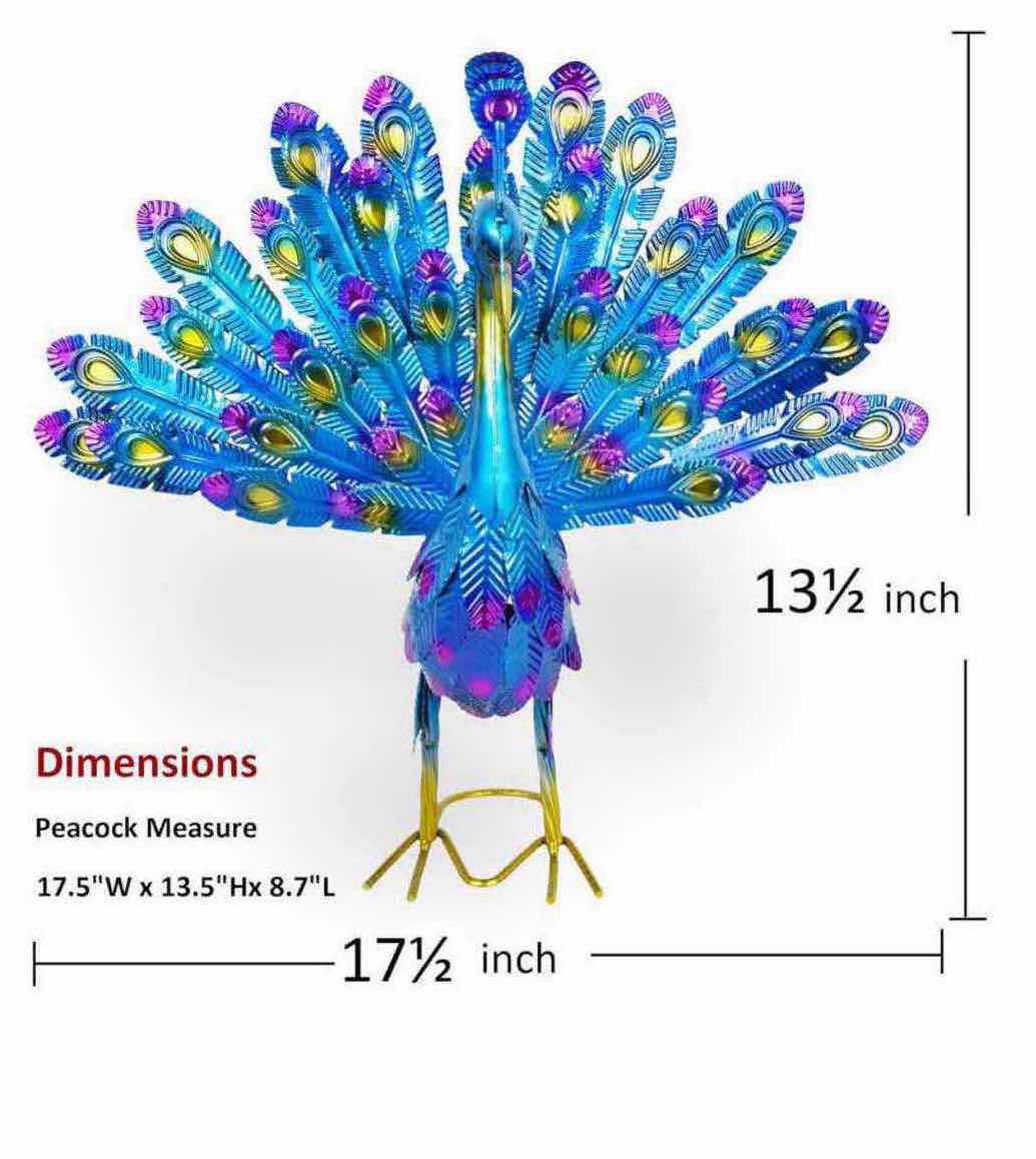 Photo 5 of METAL OUTDOOR 3D PEACOCK DECOR/GARDEN STATUE 17.5” X 8.7” H13.5”