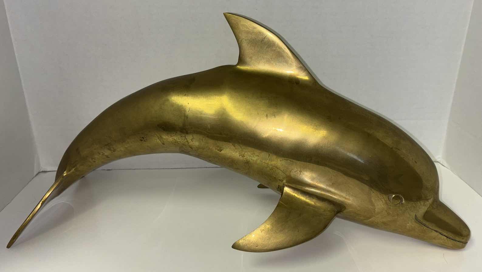 Photo 1 of VINTAGE BRASS DOLPHIN SCULPTURE  7” X 20” H10”