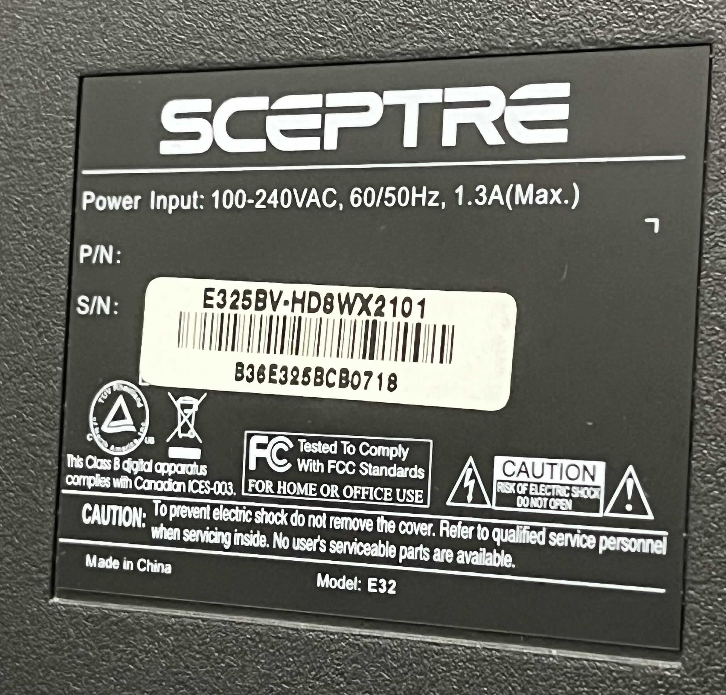 Photo 3 of SCEPTRE 32” LED TV MODEL E32