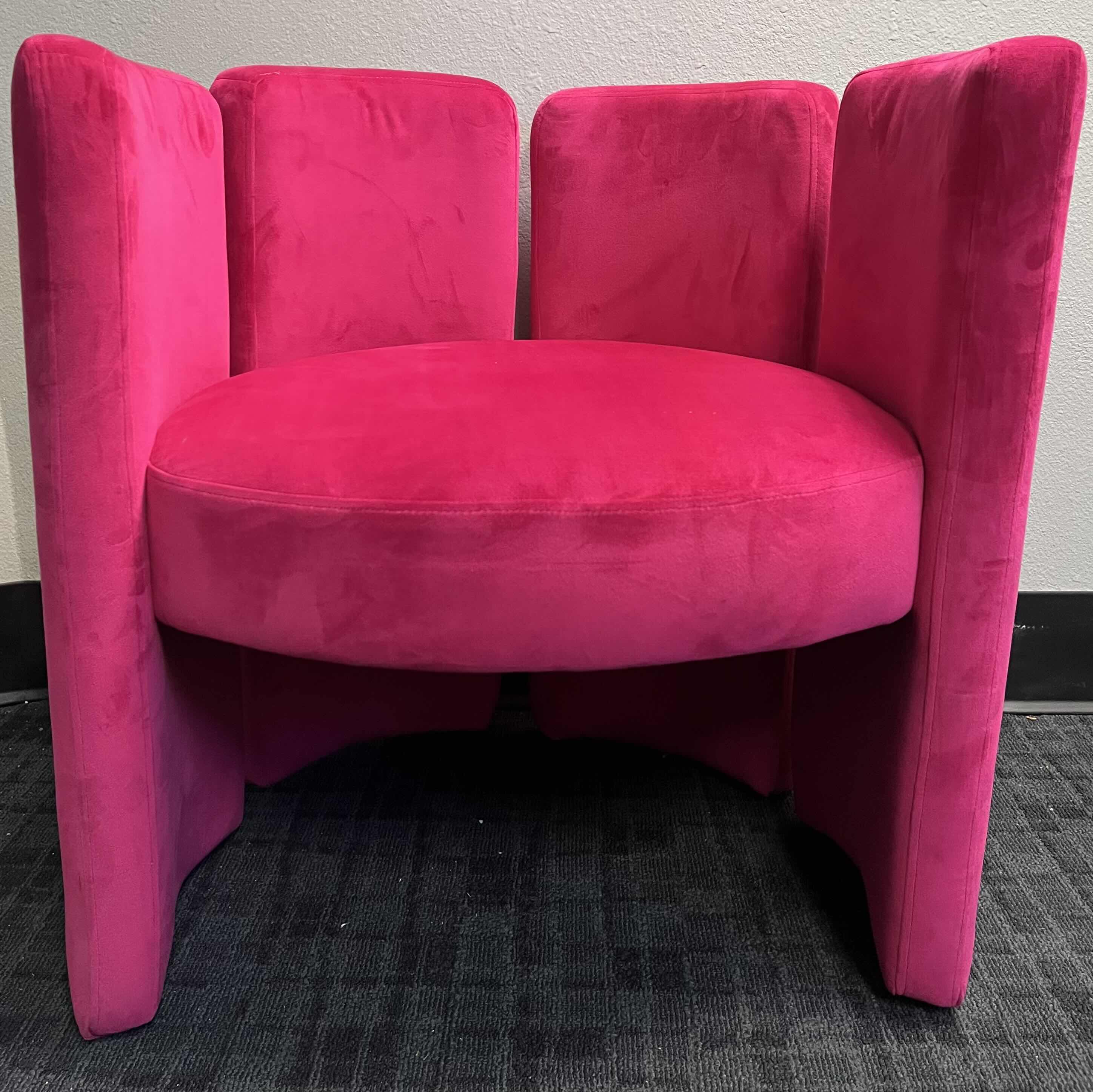 Photo 1 of CHAIRUS VELET ROSE POLYESTER UPHOLSTERED MODERN BARREL ACCENT CHAIR 29.5” X 23.5” H29.5”