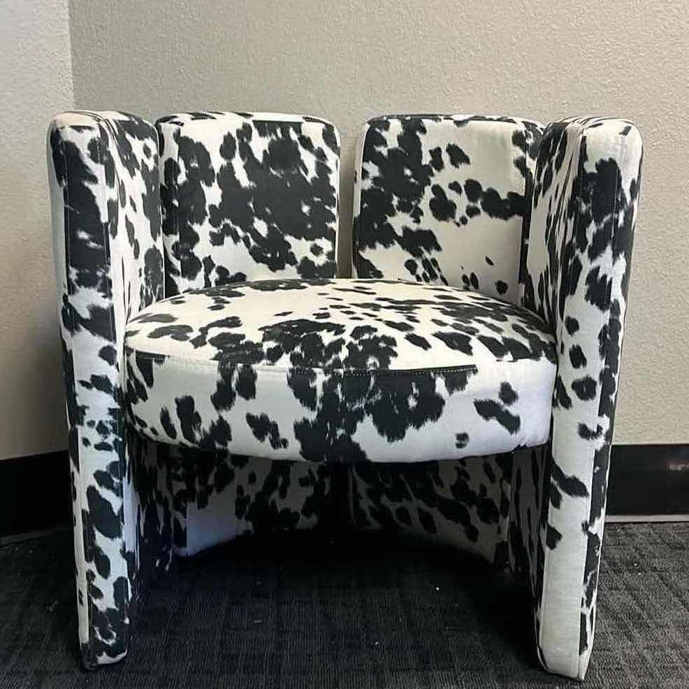 Photo 1 of CHAIRUS VELET COW POLYESTER UPHOLSTERED MODERN BARREL ACCENT CHAIR 29.5” X 23.5” H29.5”