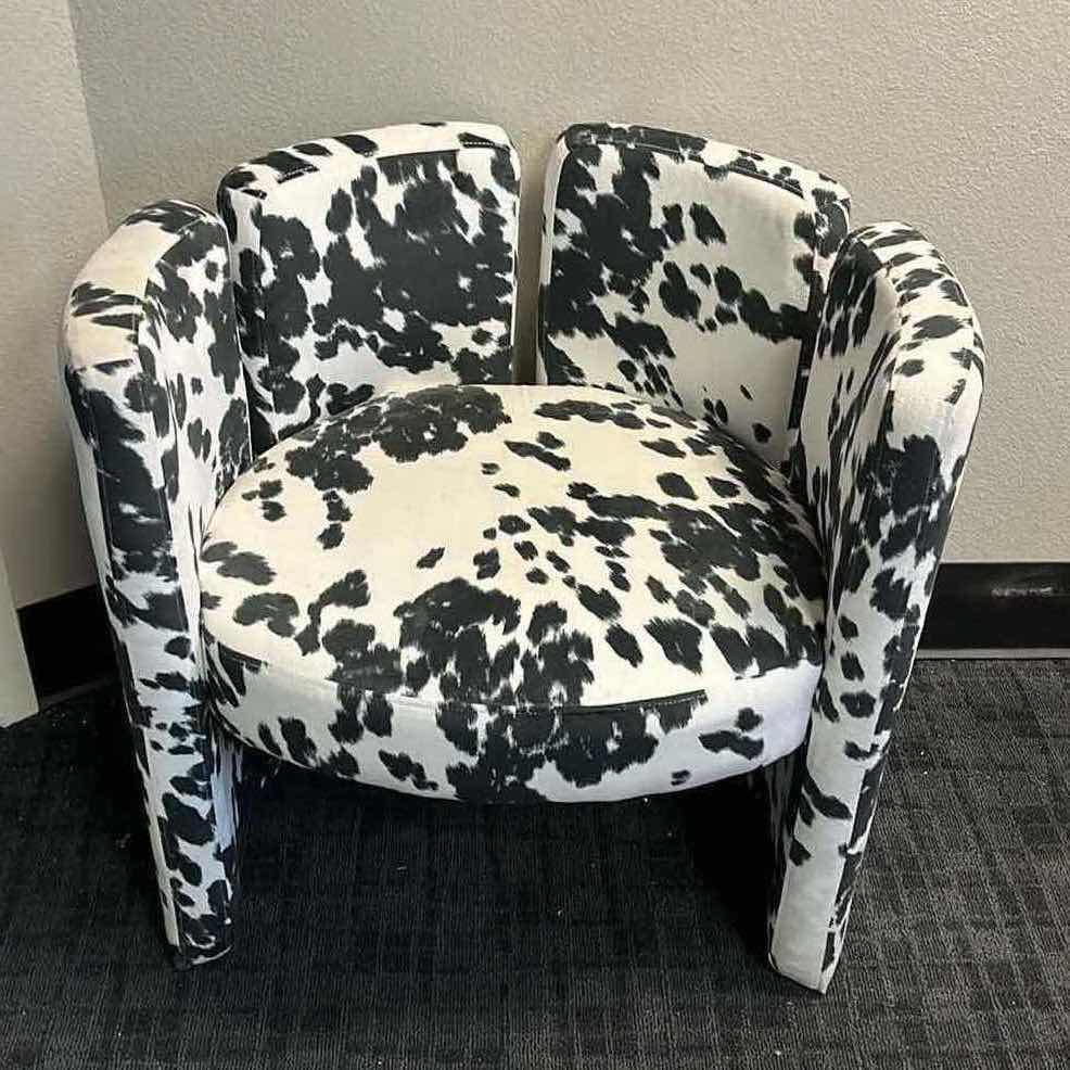 Photo 2 of CHAIRUS VELET COW POLYESTER UPHOLSTERED MODERN BARREL ACCENT CHAIR 29.5” X 23.5” H29.5”