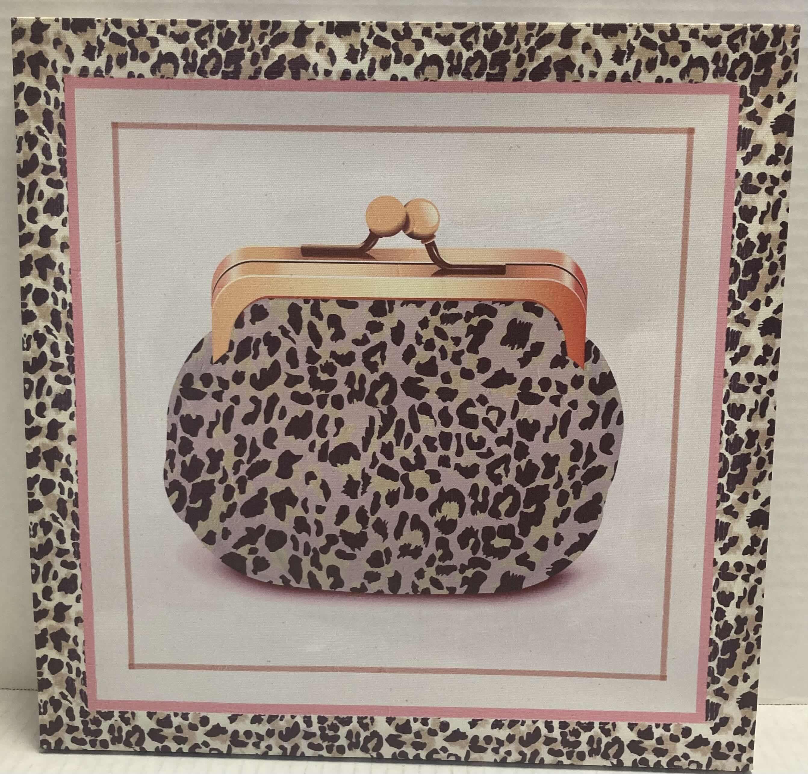 Photo 4 of LEOPARD PERFECTION WOMEN’S HEELS & MAKEUP BAG WALL ART 
14” X 14”