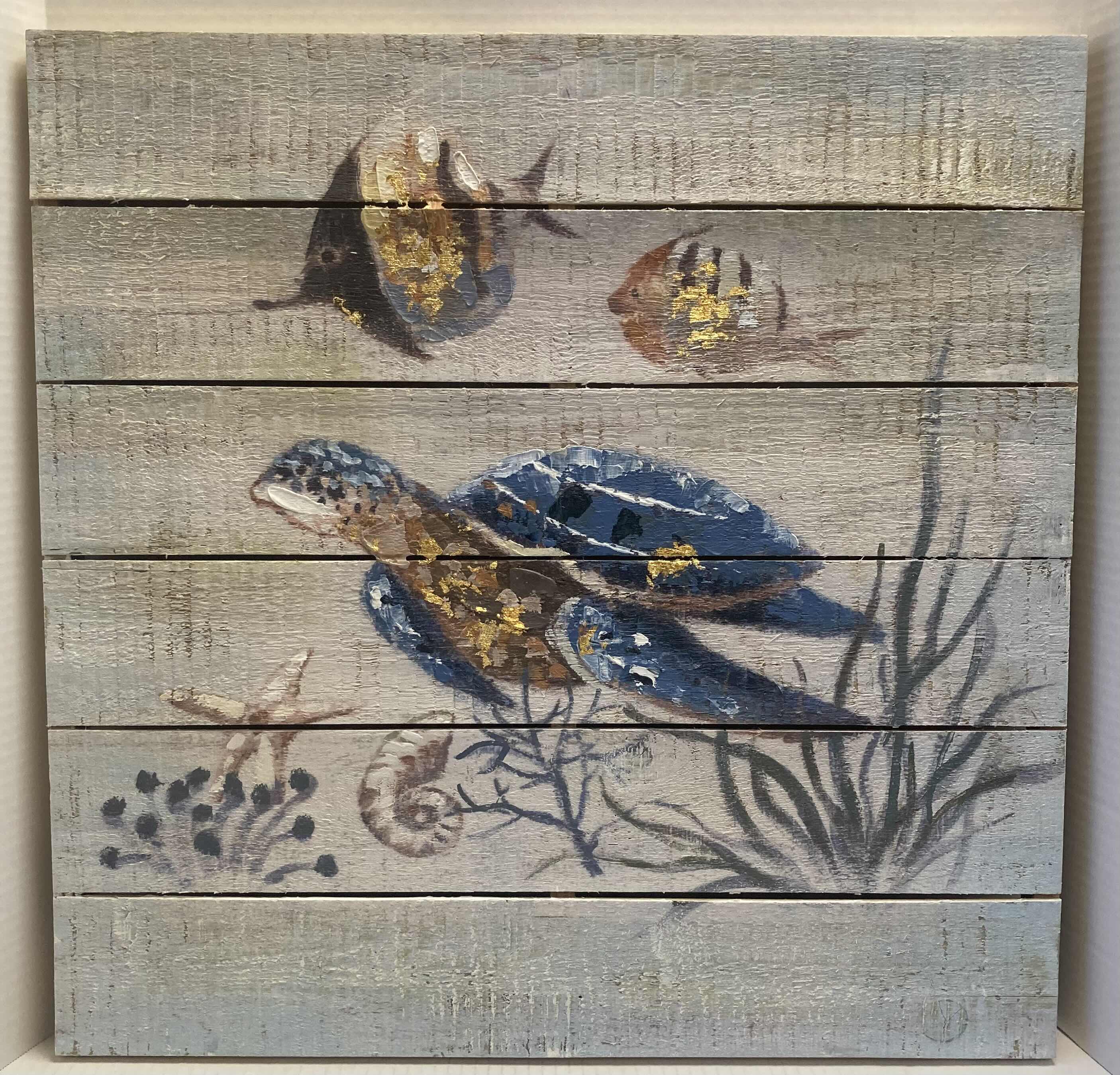 Photo 1 of SEA FISH & TURTLE PAINTING WALL DECOR 24” X 24”