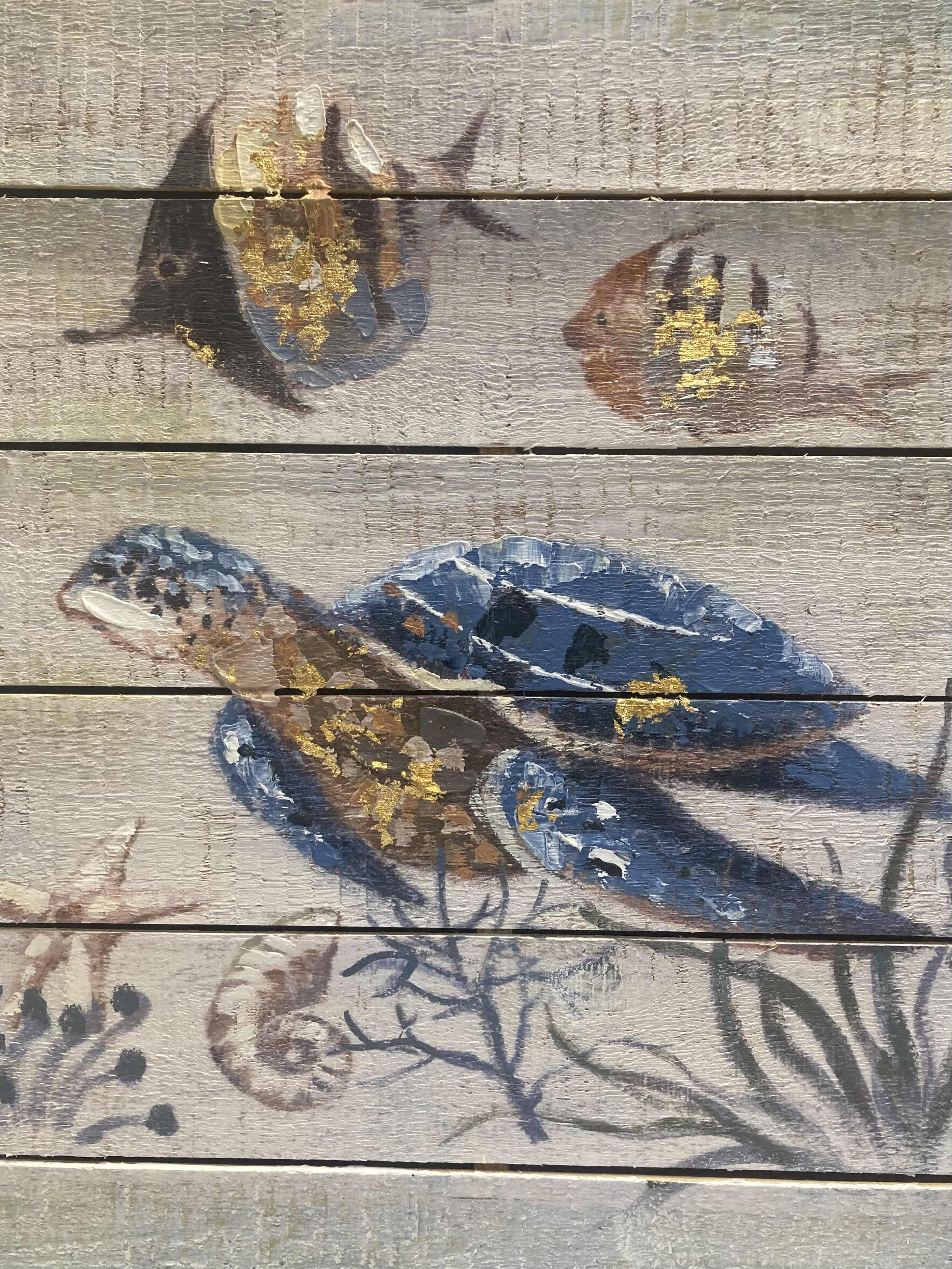 Photo 2 of SEA FISH & TURTLE PAINTING WALL DECOR 24” X 24”