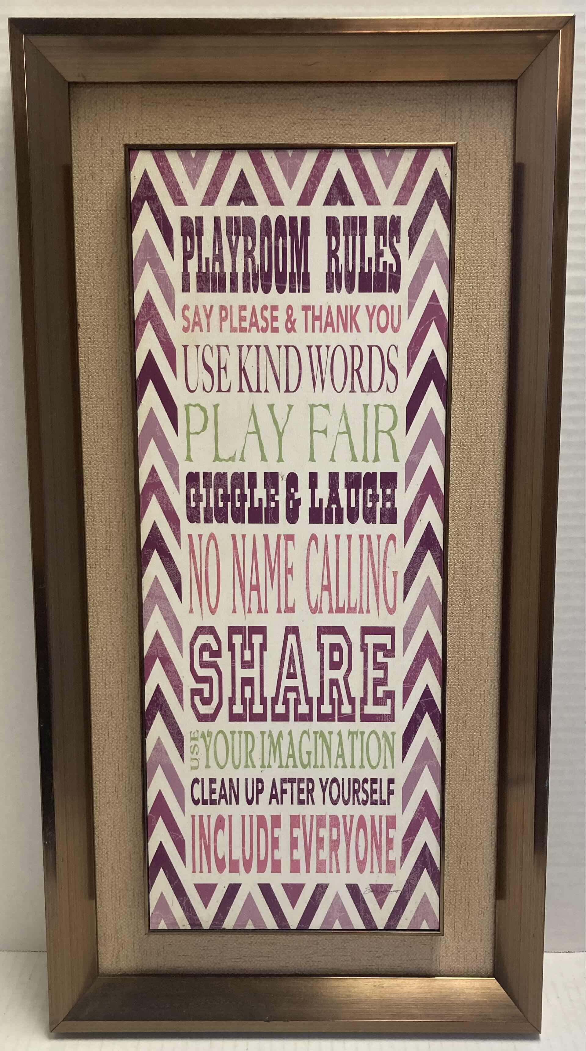 Photo 1 of PLAYROOM RULES FRAMED WALL DECOR