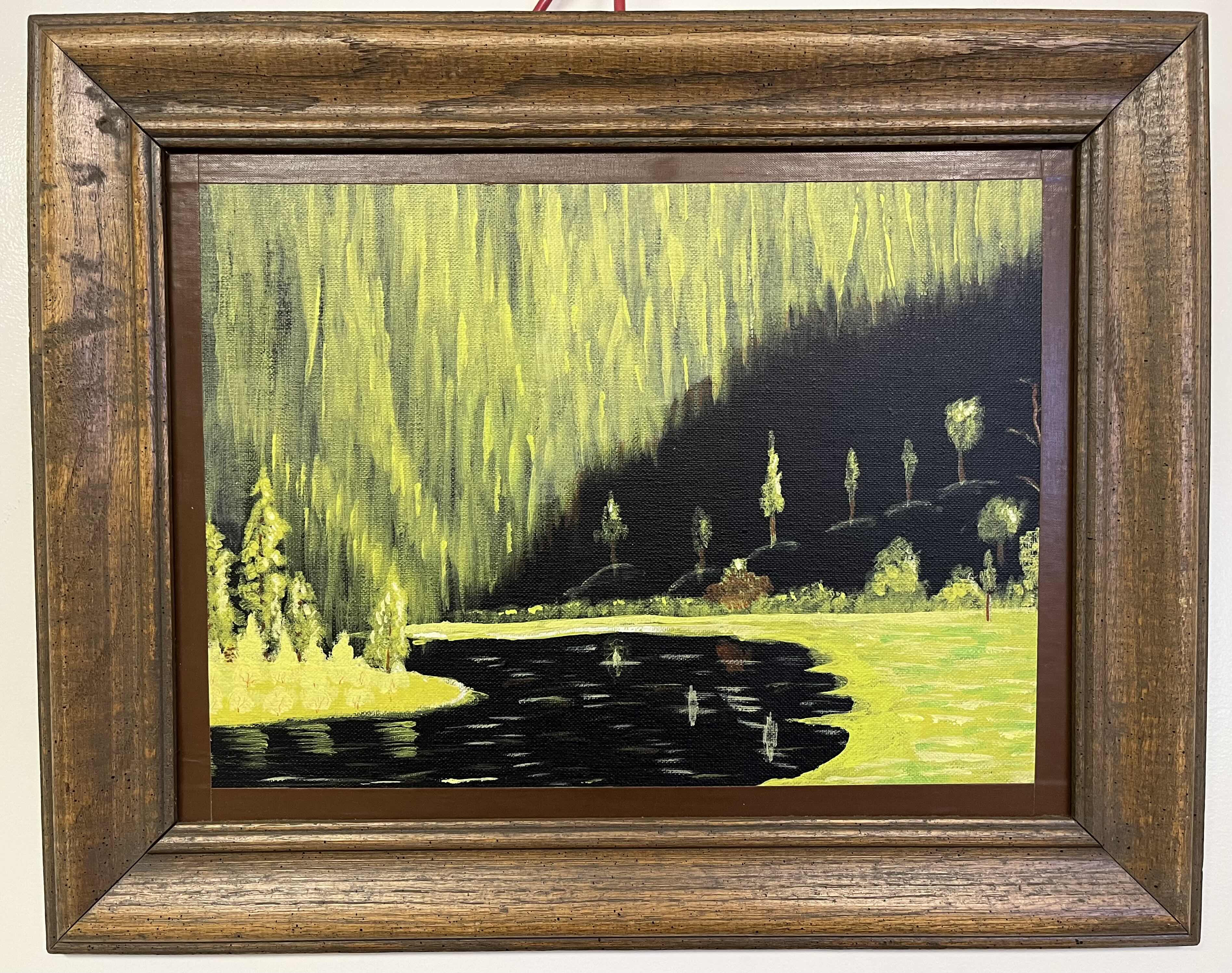 Photo 1 of COOL GREEN VIRGIN FOREST CANVAS FRAMED ARTWORK BY GEORGE W BERRY SR 20.5” X 16.5”