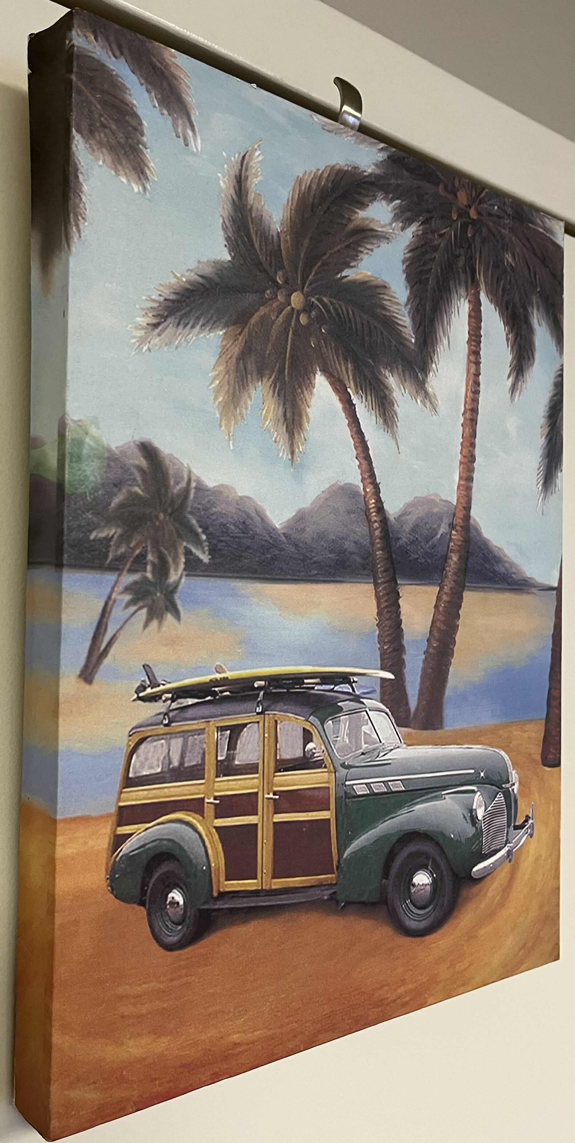 Photo 2 of 1940s PONTIAC WOODY WAGON BEACHSIDE CANVAS ARTWORK 11” X 15”