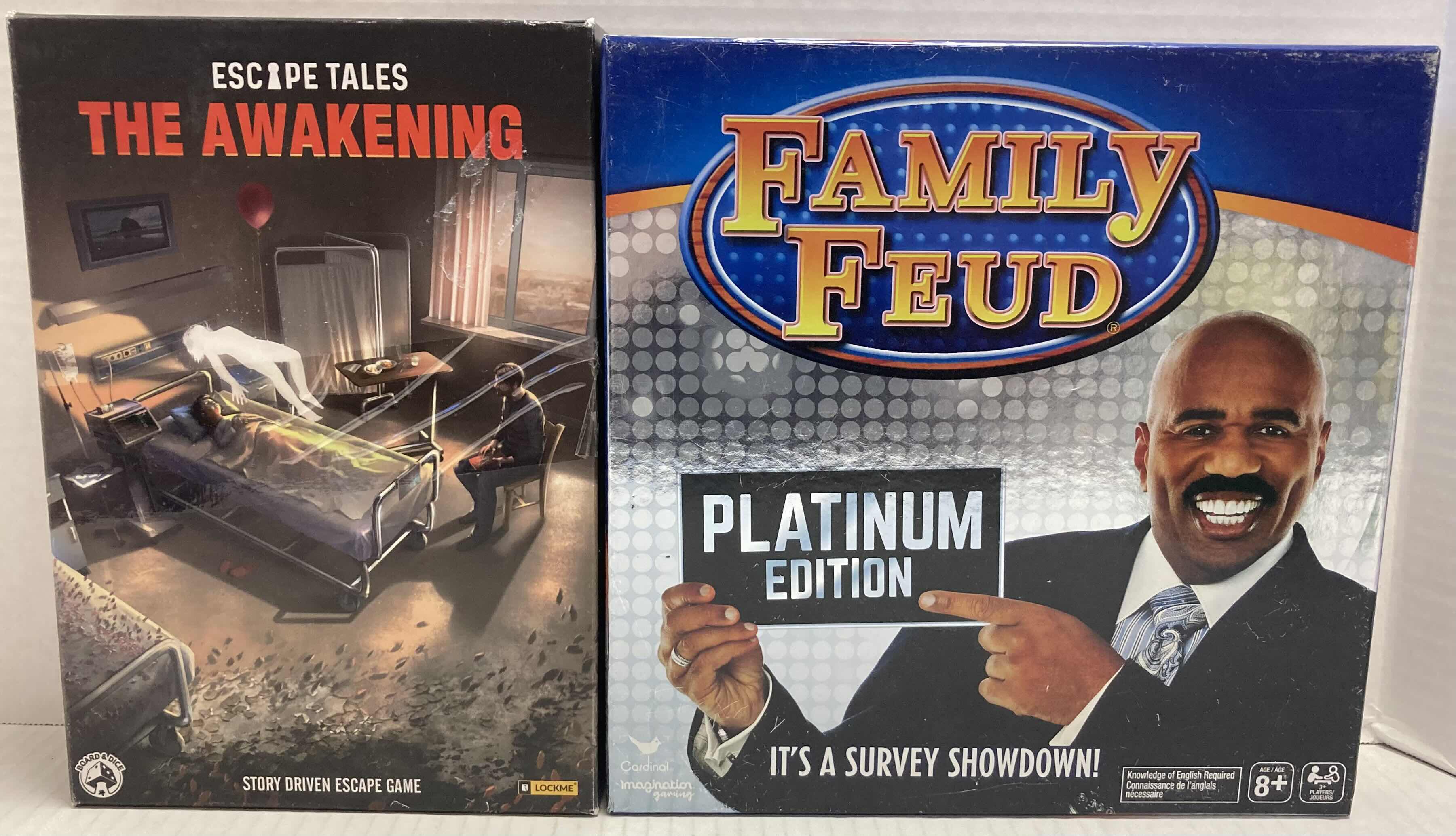 Photo 1 of BOARD & DICE ESCAPE TALES THE AWAKENING & CARDINAL FAMILY FEUD PLATINUM EDITION BOARD GAME