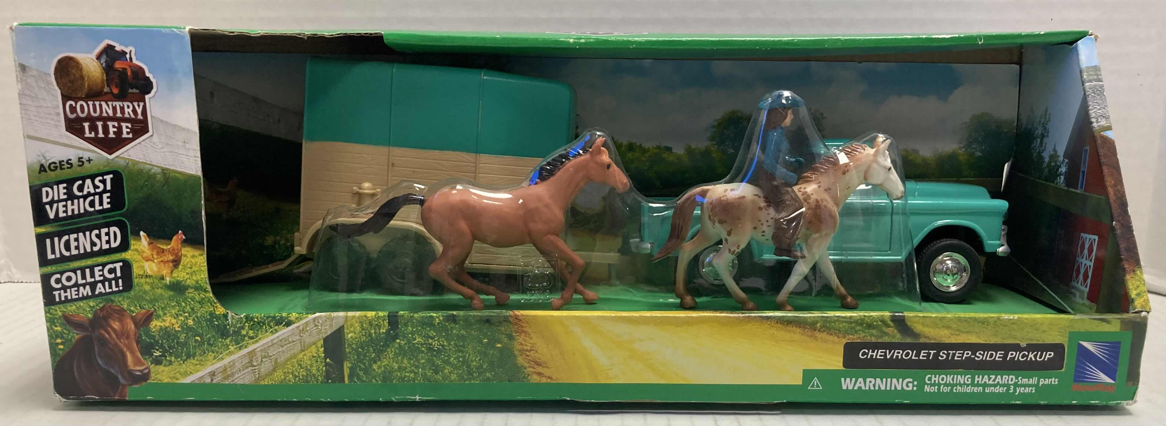 Photo 1 of NEWRAY COUNTRY LIFE DIE CAST CHEVY TRUCK & TRAILER W HORSES TOY