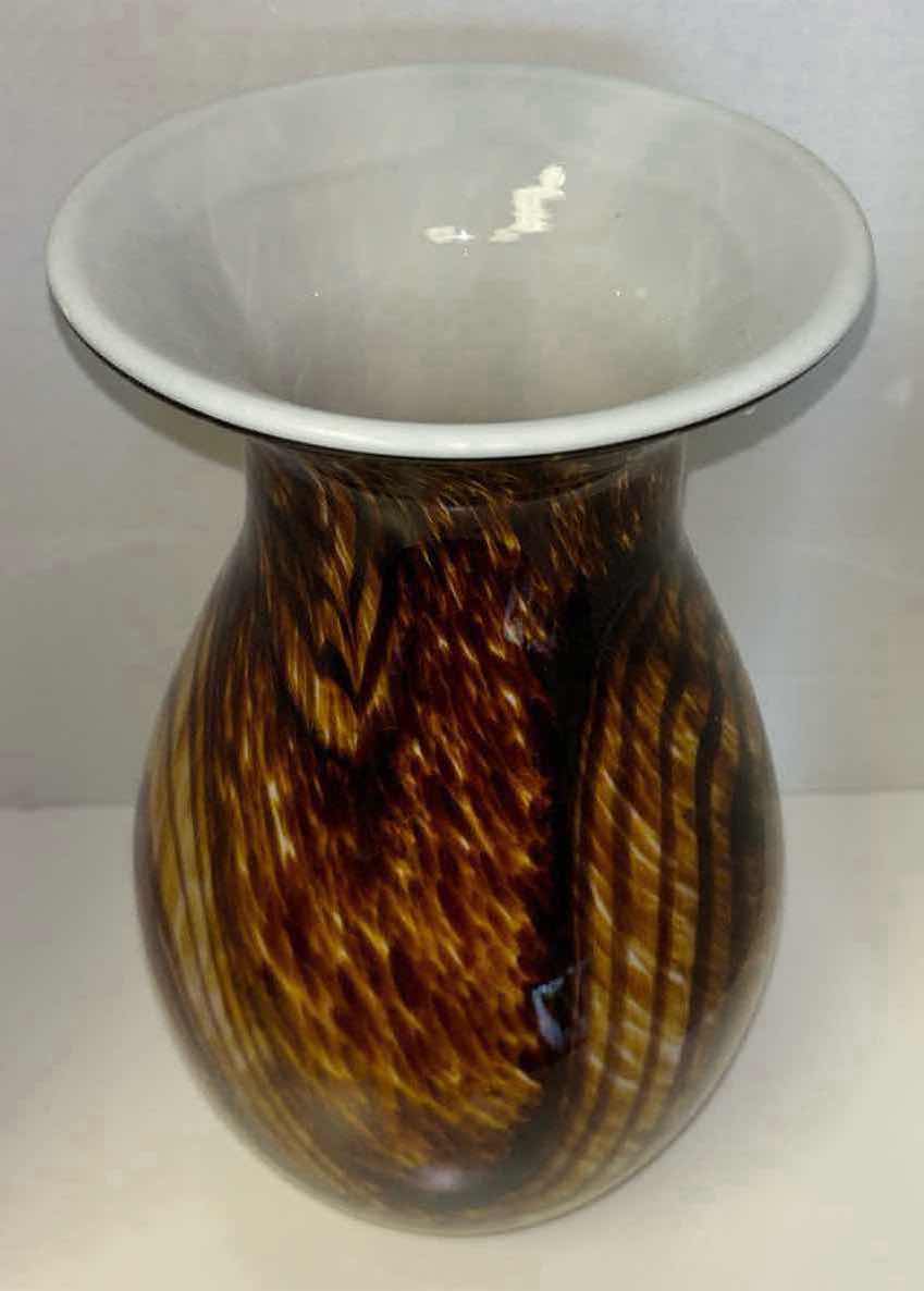 Photo 2 of AMBER GOLDEN BROWN HANDBLOWN GLASS VASE H13.75”