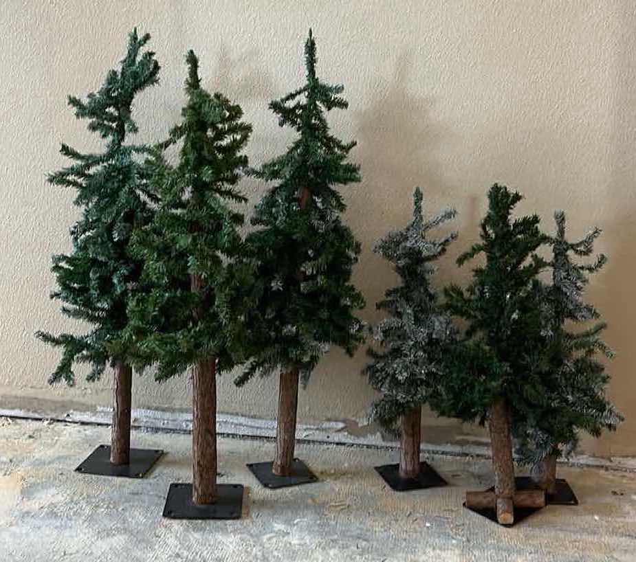 Photo 1 of CHRISTMAS REALISTIC PINE TREES W METAL STANDS (6) H24”-H38”