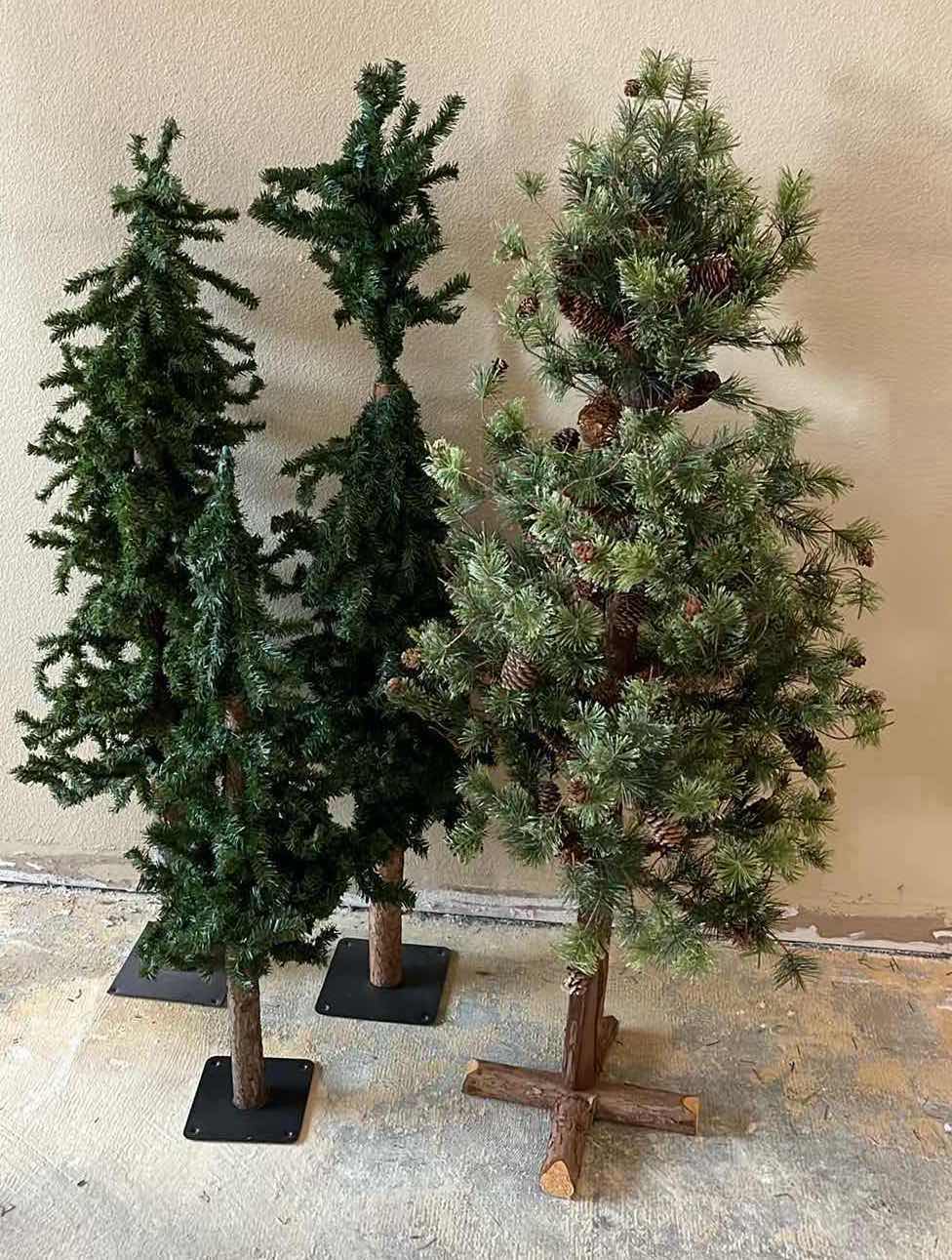 Photo 1 of CHRISTMAS REALISTIC PINE TREES W METAL STANDS (4) H38”-H53”