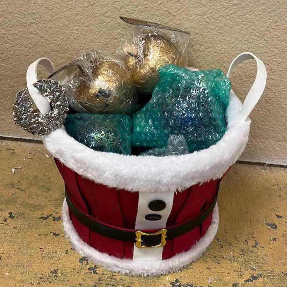 Photo 1 of MRS CLAUS WOVEN BASKET W CHRISTMAS DECOR 10” X 8”