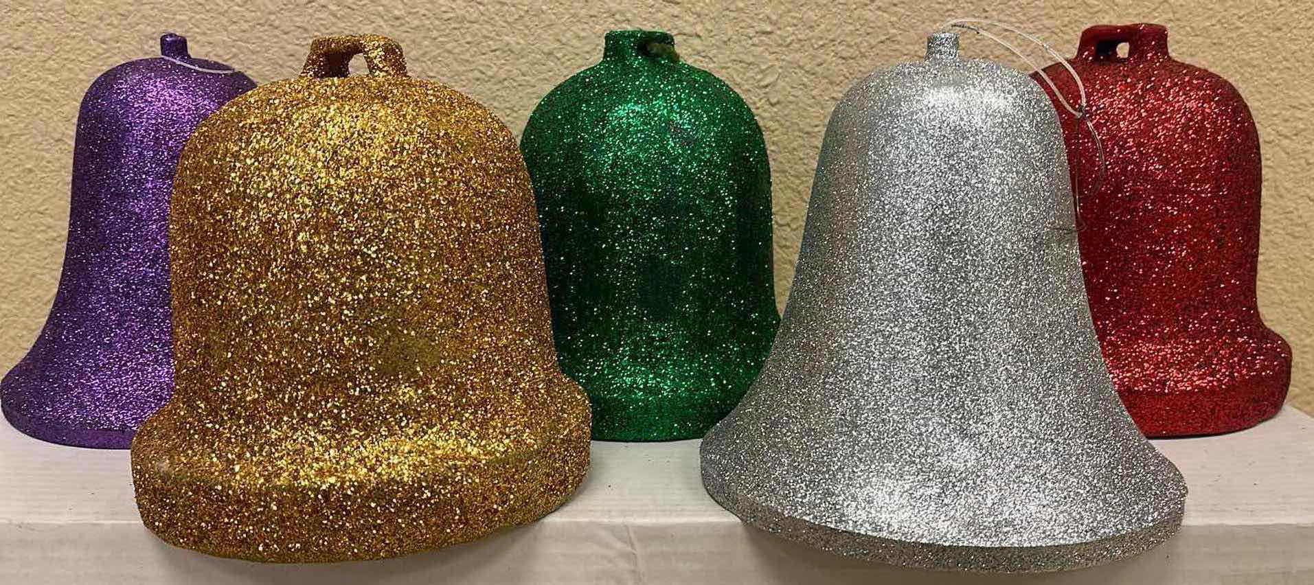 Photo 1 of BELL SHAPE GLITTER FINISH CHRISTMAS ORNAMENTS (16) 6.5” X 7”