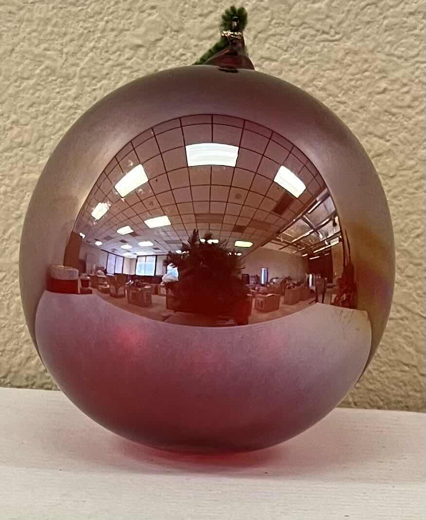 Photo 1 of CHRISTMAS 5” RED CLEAR GLASS ORNAMENTS (SET OF 6)