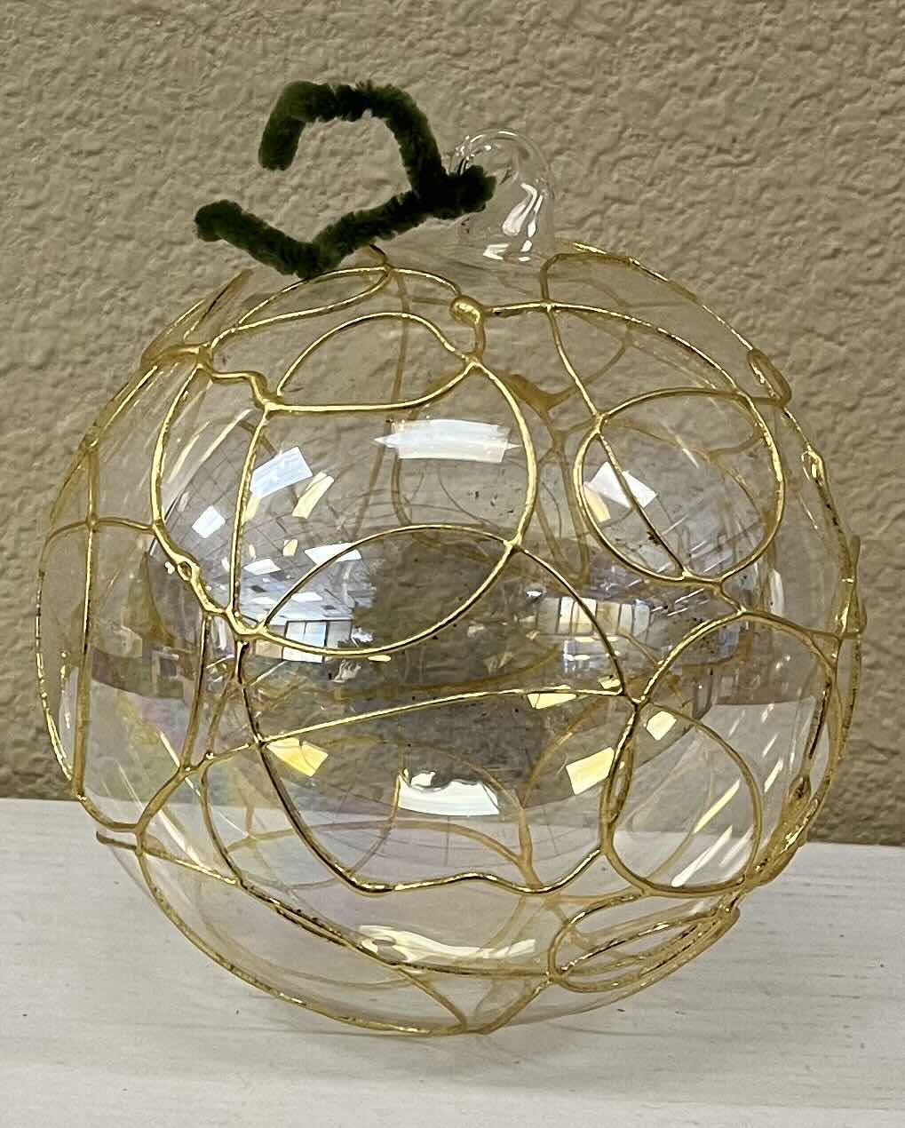 Photo 1 of CHRISTMAS 6” CLEAR GLASS GOLD ACCENTED ORNAMENTS SET OF 6