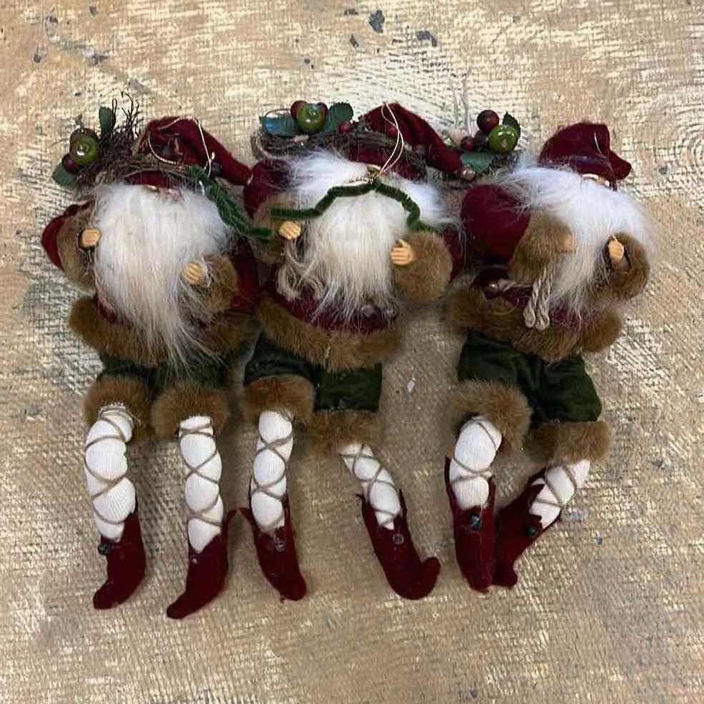 Photo 1 of VINTAGE SANTA RESIN & FABRIC ORNAMENTS (3) 6” X 12”