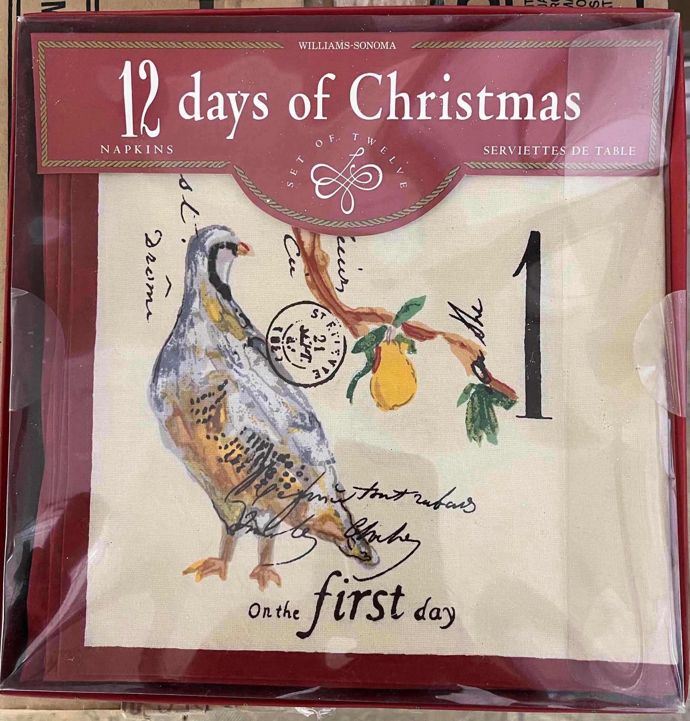 Photo 2 of WILLIAMS SONOMA 12 DAYS OF CHRISTMAS CLOTH NAPKINS SET OF 12