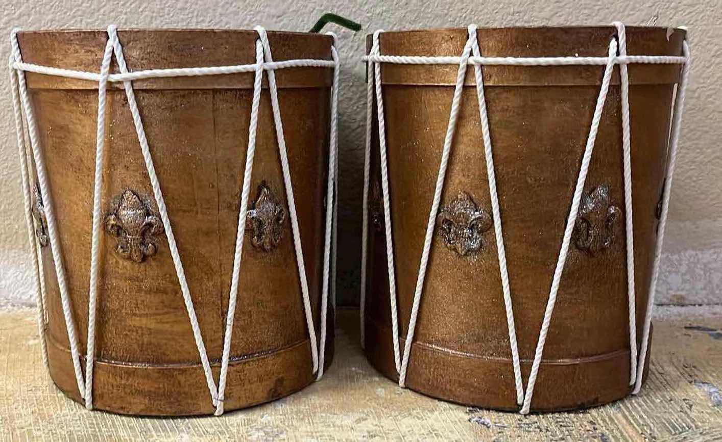 Photo 1 of SAINTS COPPER SHIMMER FINISH DECORATIVE DRUMS (2) 8” X 9”