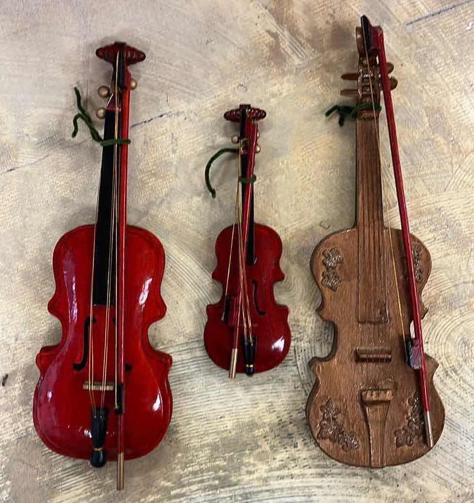 Photo 1 of DECORATIVE THIN WOOD VIOLINS (3)