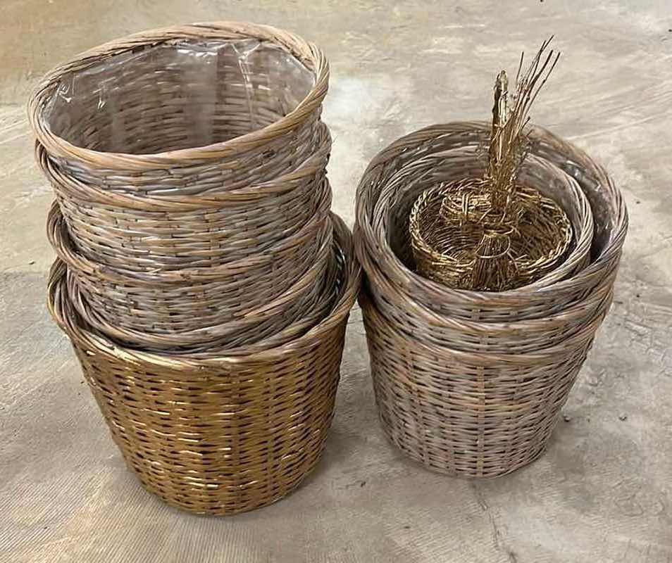 Photo 3 of BASKET WOVEN PLANTERS- VARIOUS STYLES & SIZES (15)